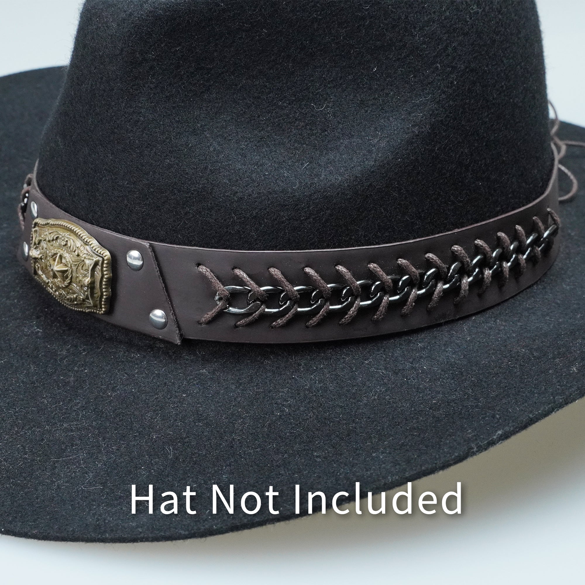 STAR METAL BRAIDED LEATHER HAT BAND