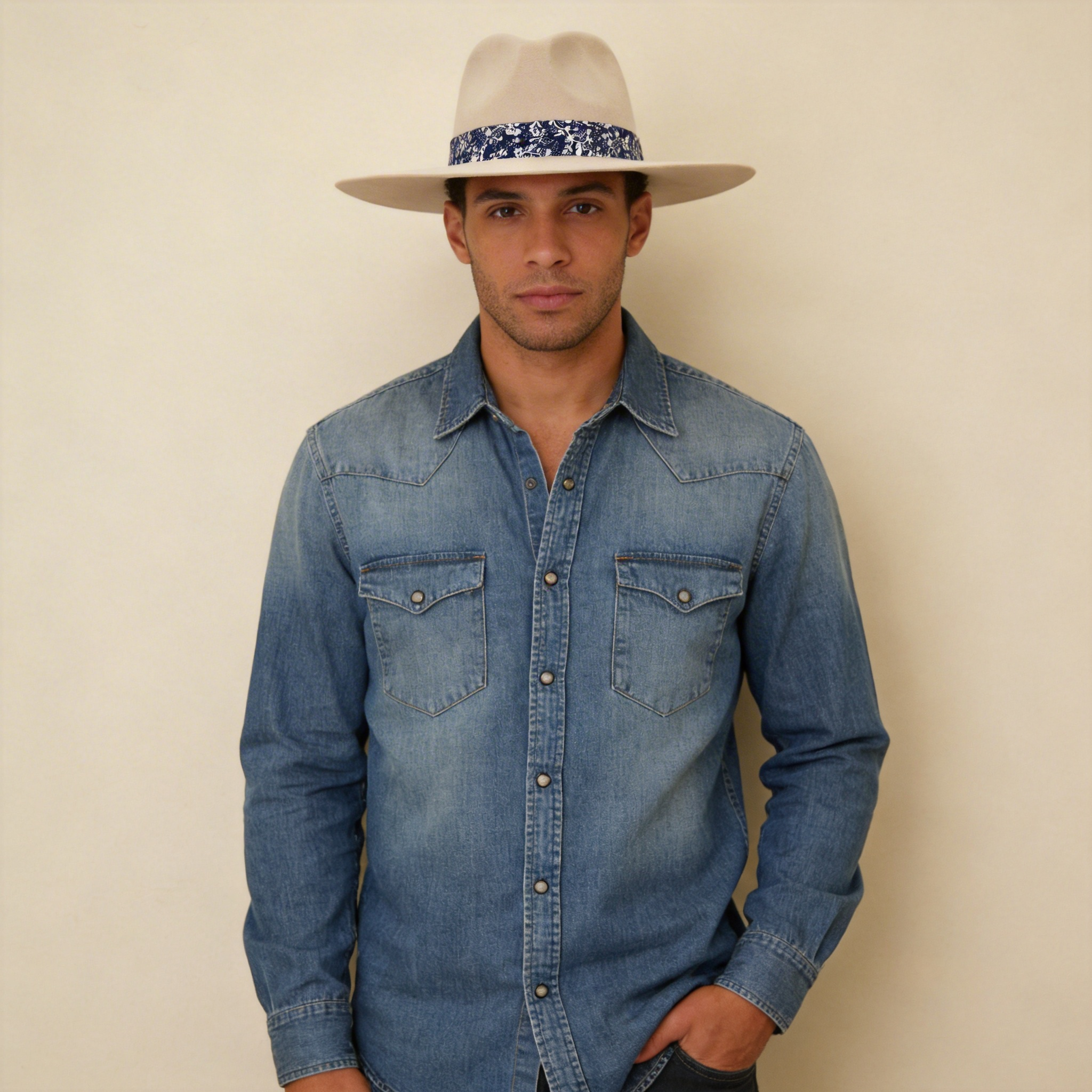 Custom Floral Band Hat – Ivory White