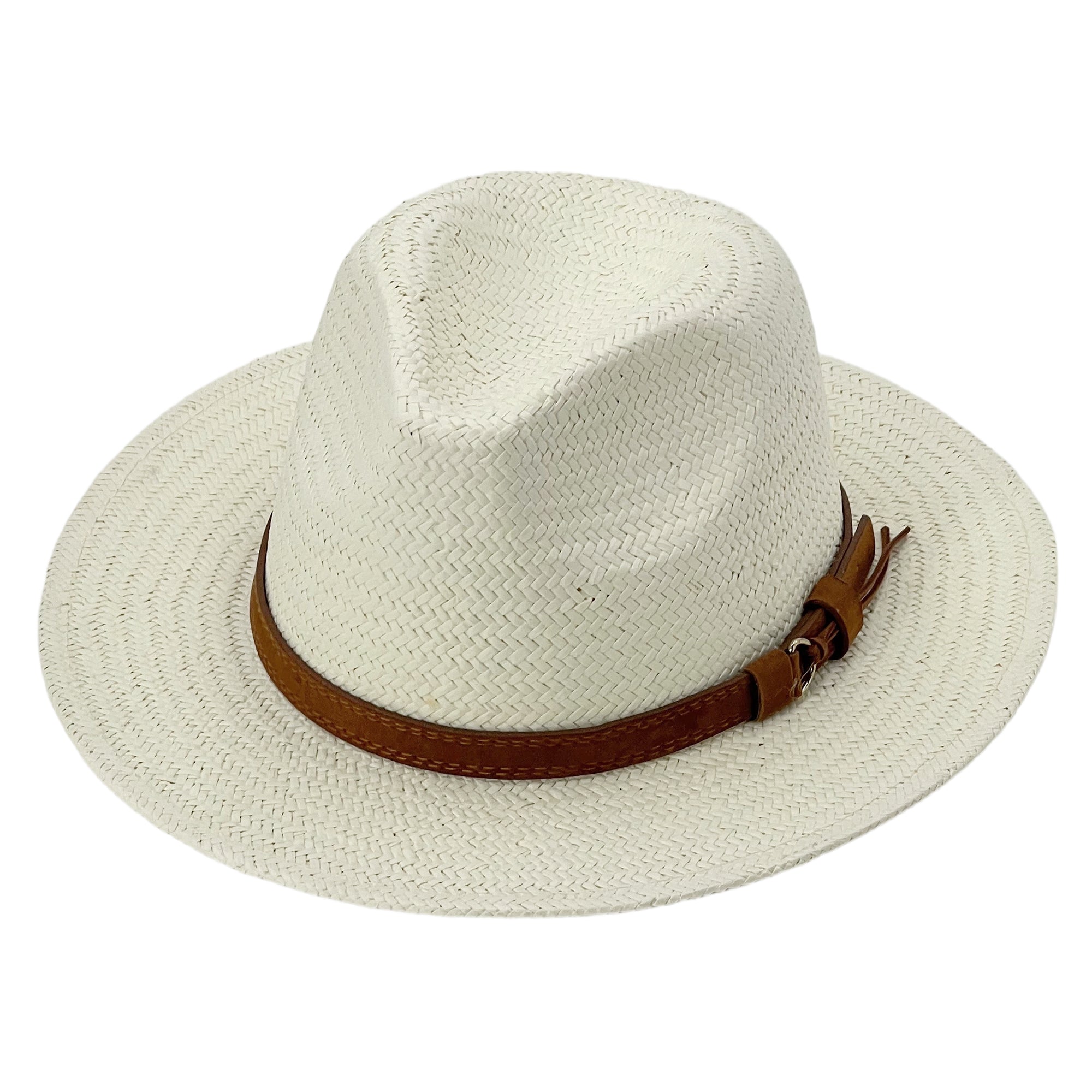 Classic Straw Hat – Crisp White, Slim Edge