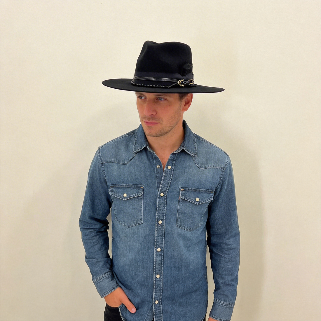 Artisan Felt Hat – Beaded & Leather Accents