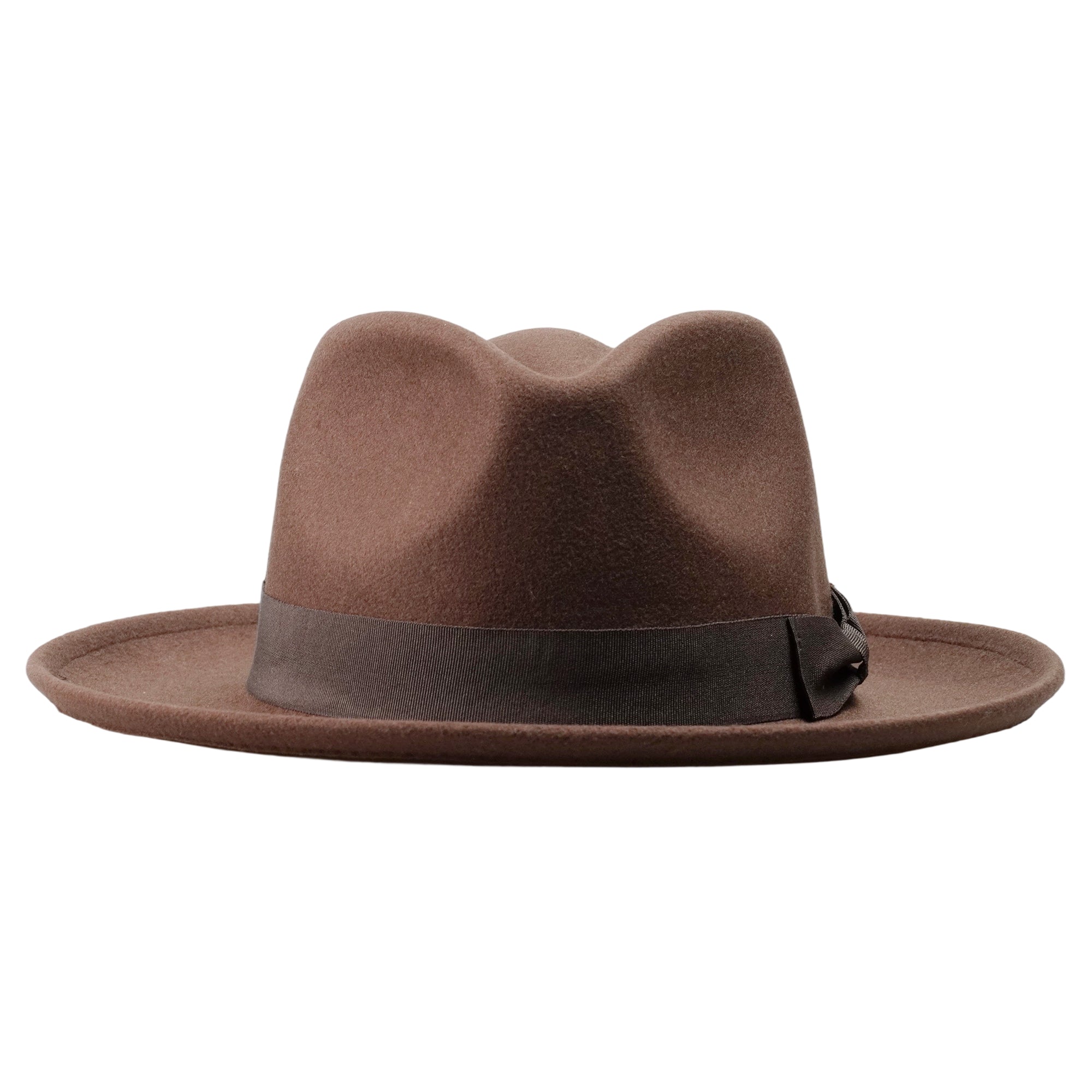 Coffee Brown Felt Fedora with Teardrop Crown