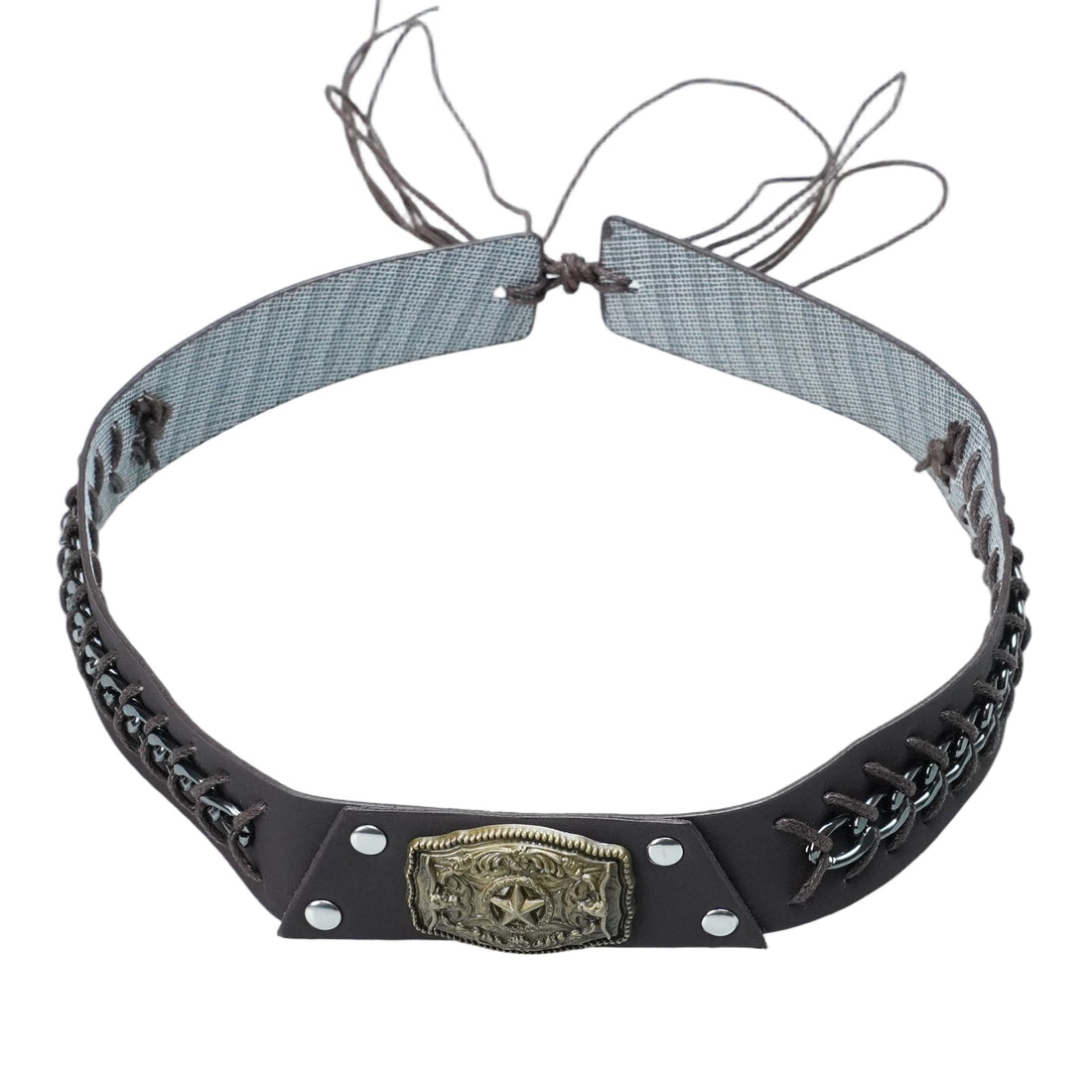 STAR METAL BRAIDED LEATHER HAT BAND