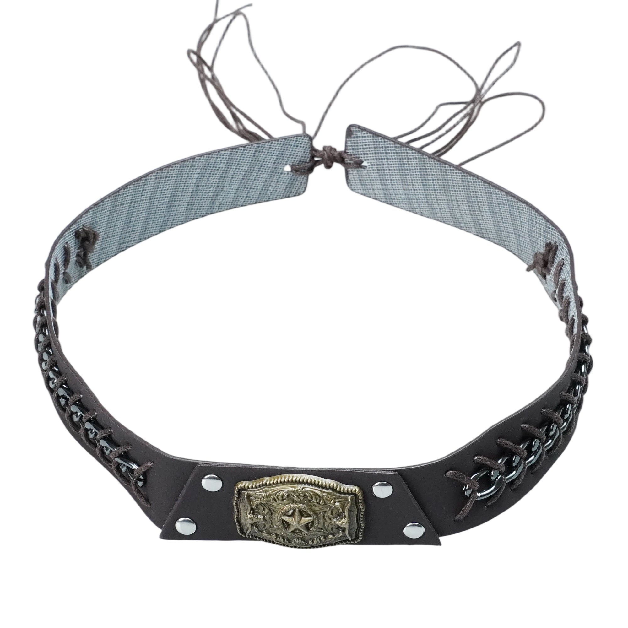 STAR METAL BRAIDED LEATHER HAT BAND