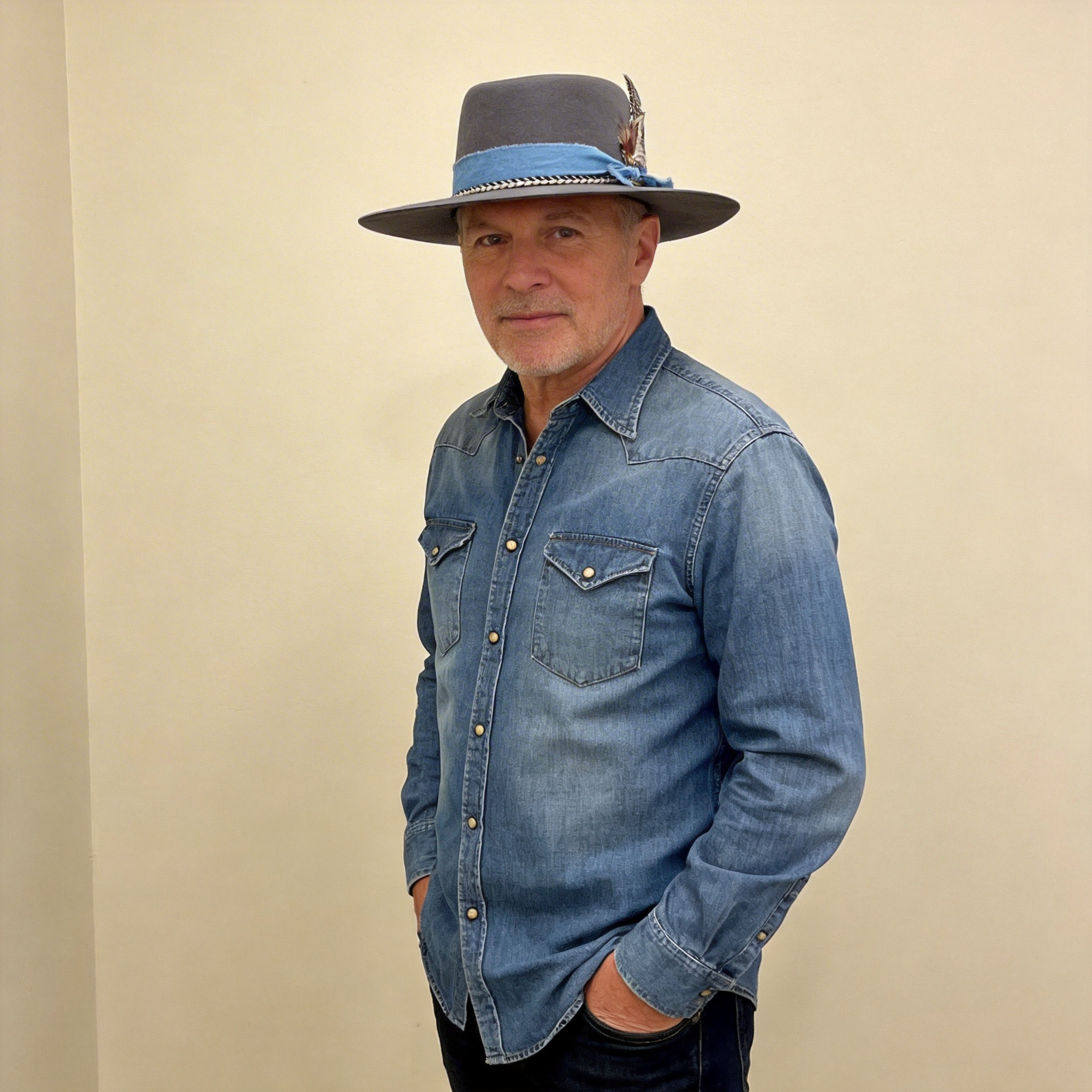 Gray Gambler Hat – Woven Band & Feather