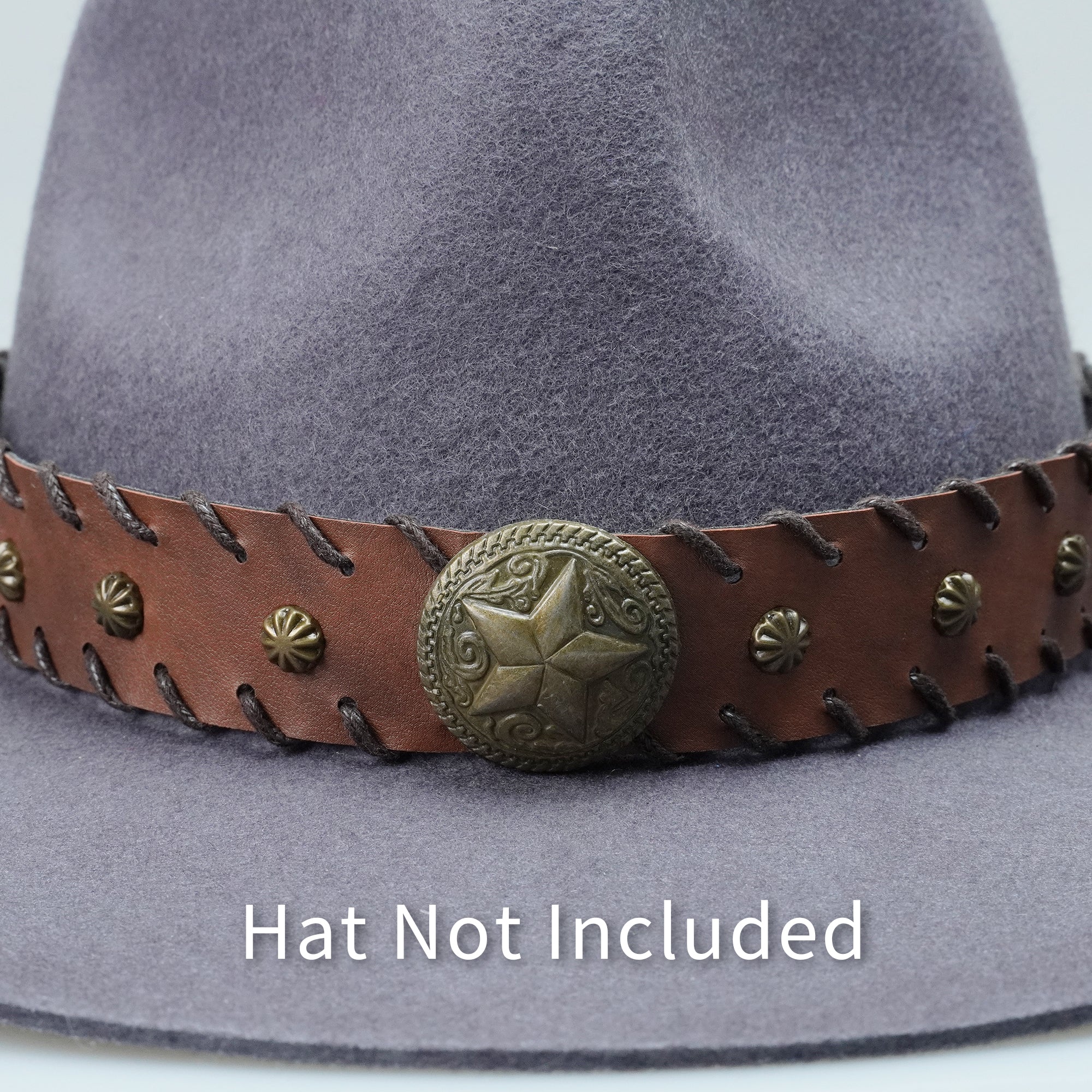 VINTAGE STAR METAL LEATHER HAT BAND