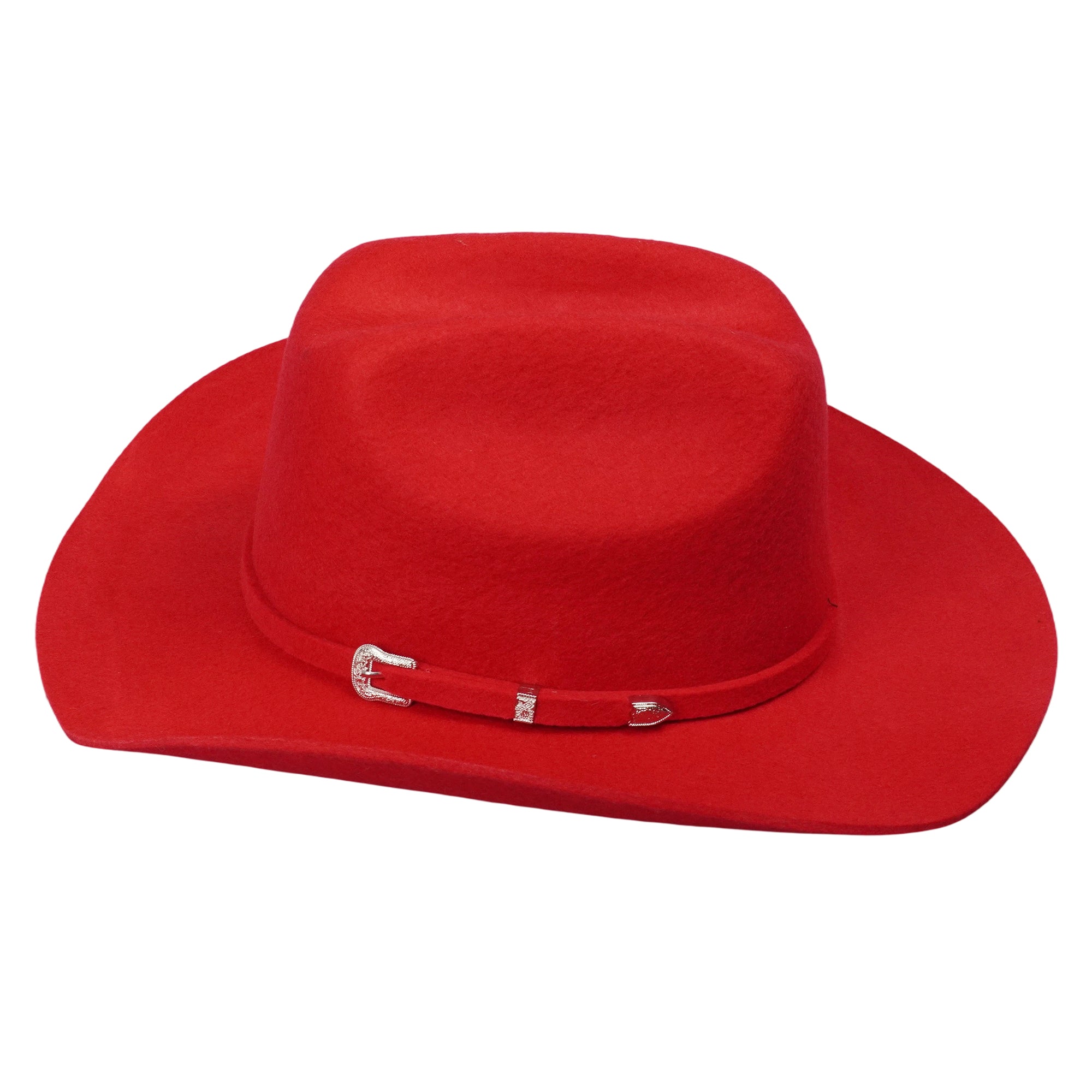 Western Felt Hat – Bold Red Hue, Sleek Hardware