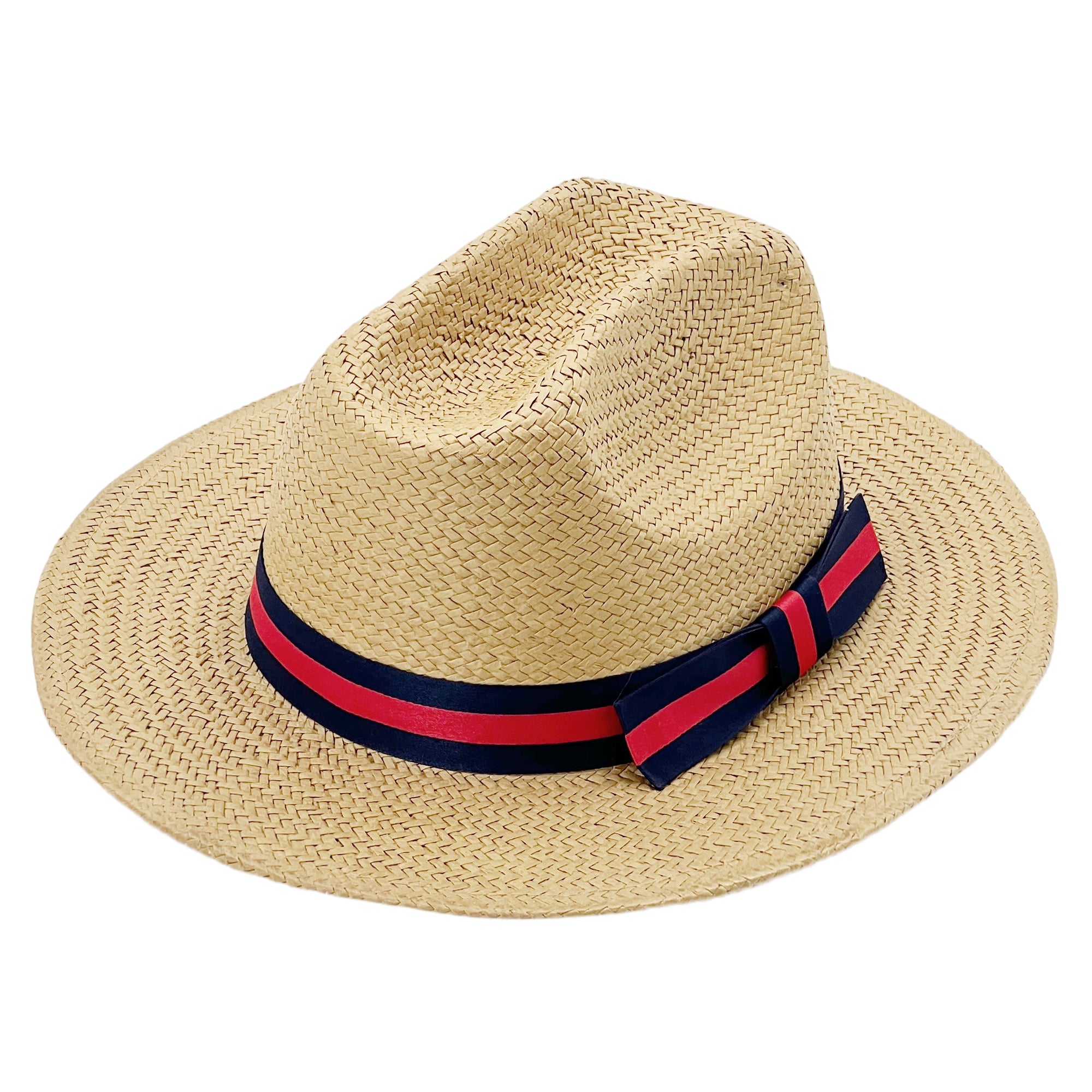 Straw Hat – Beige, Color-Blocked Band
