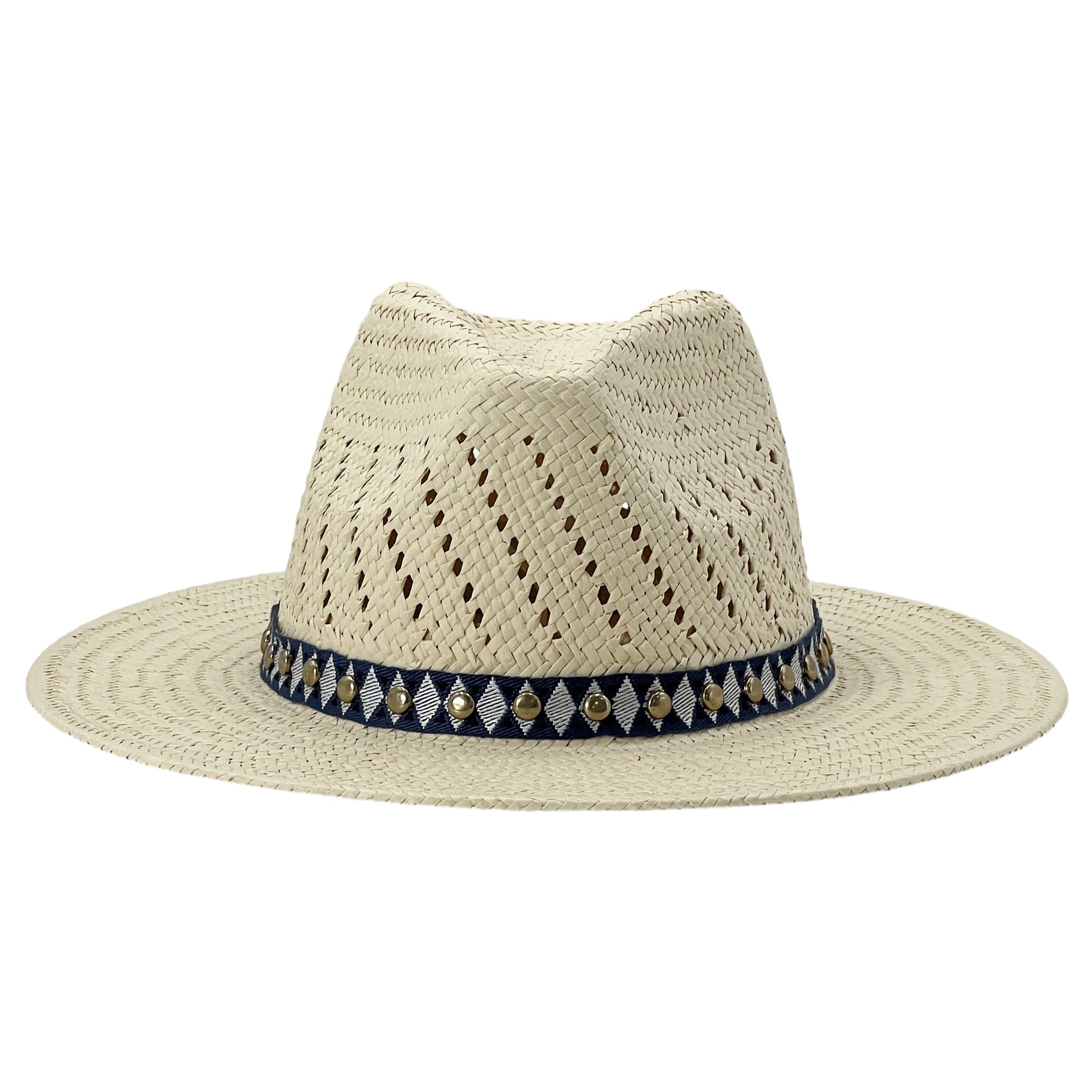 Beige Straw Hat – Woven Trim & Simple Clasp