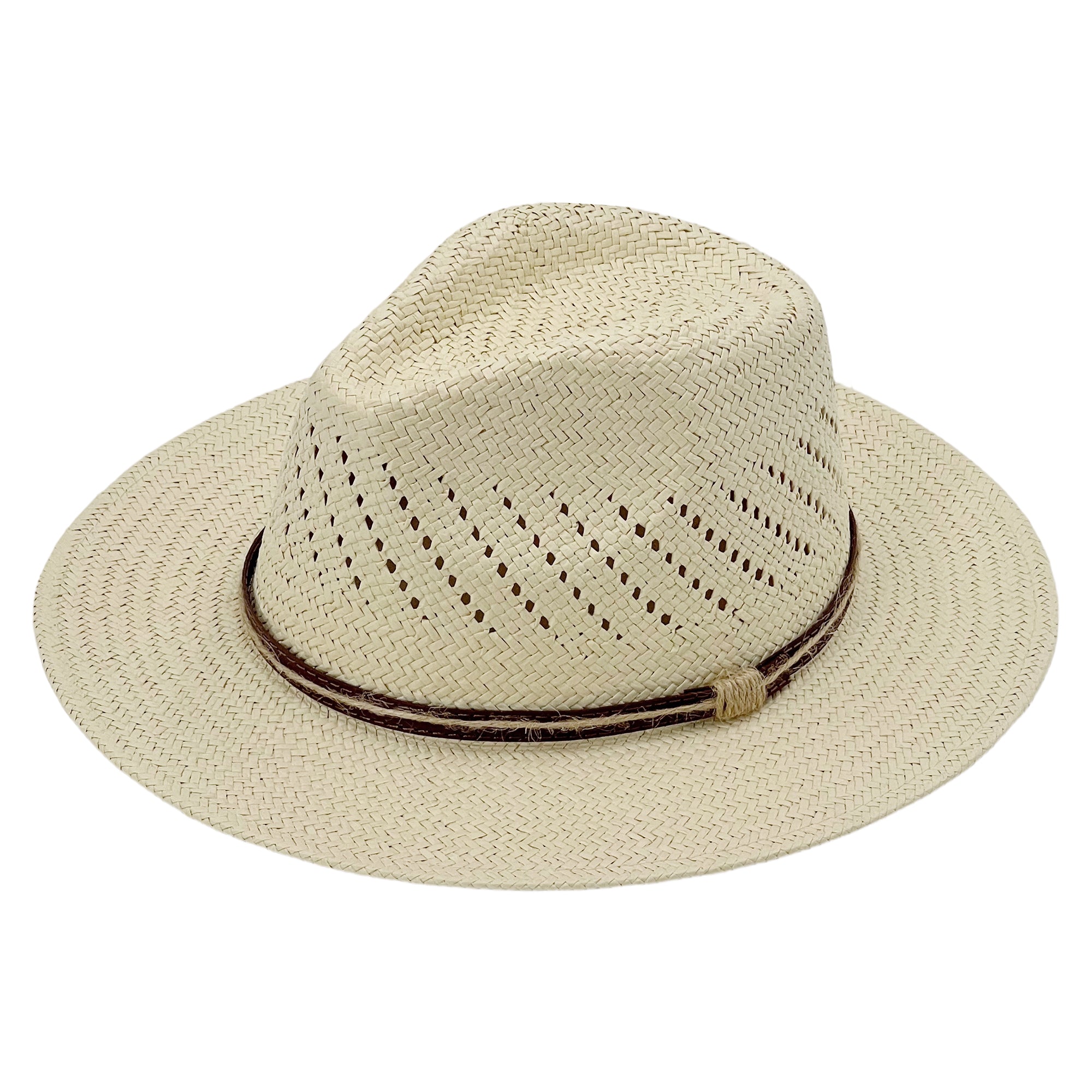 Straw Hat – Beige with Openwork Crown
