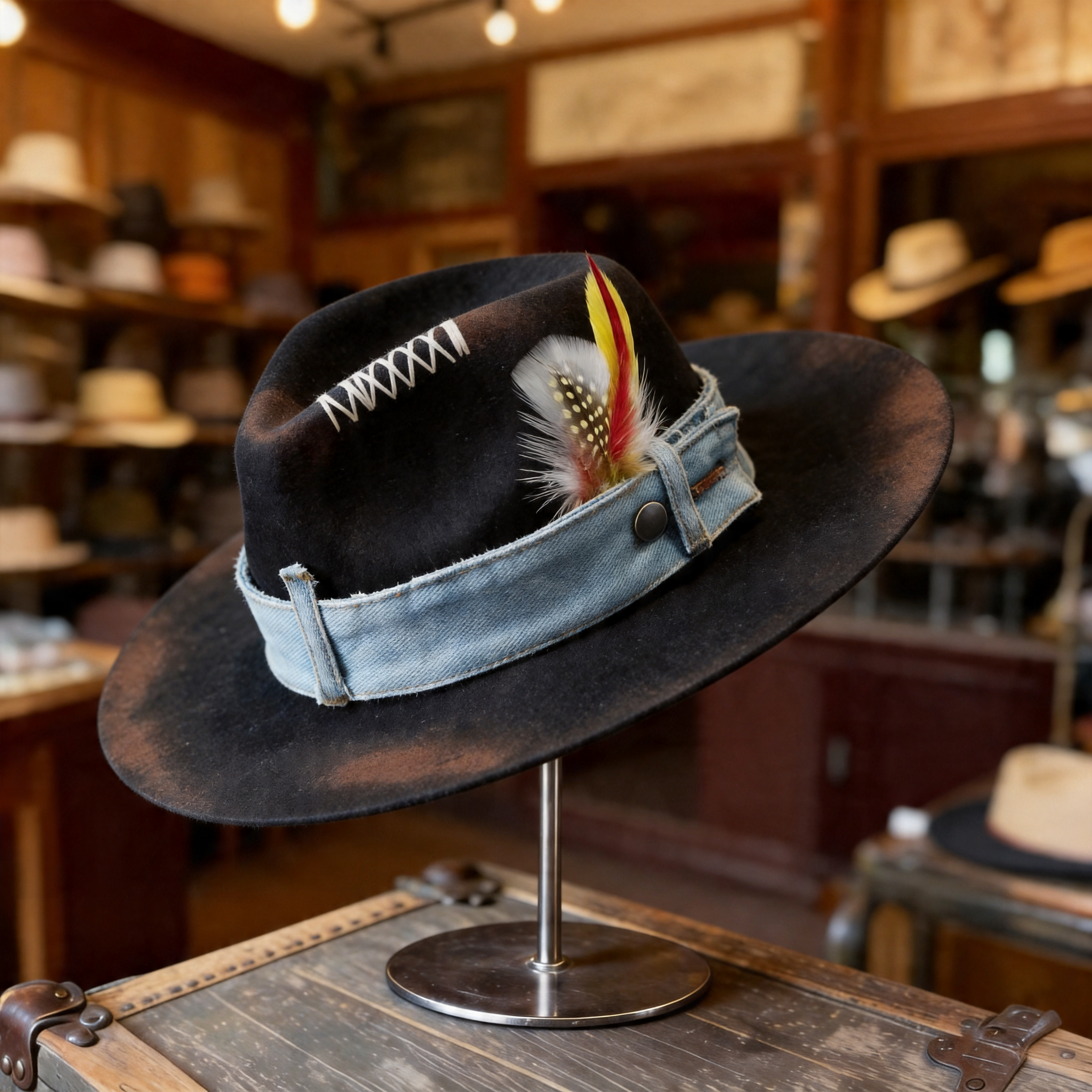 Refined Felt Hat – Minimal Shape, Denim Contrast