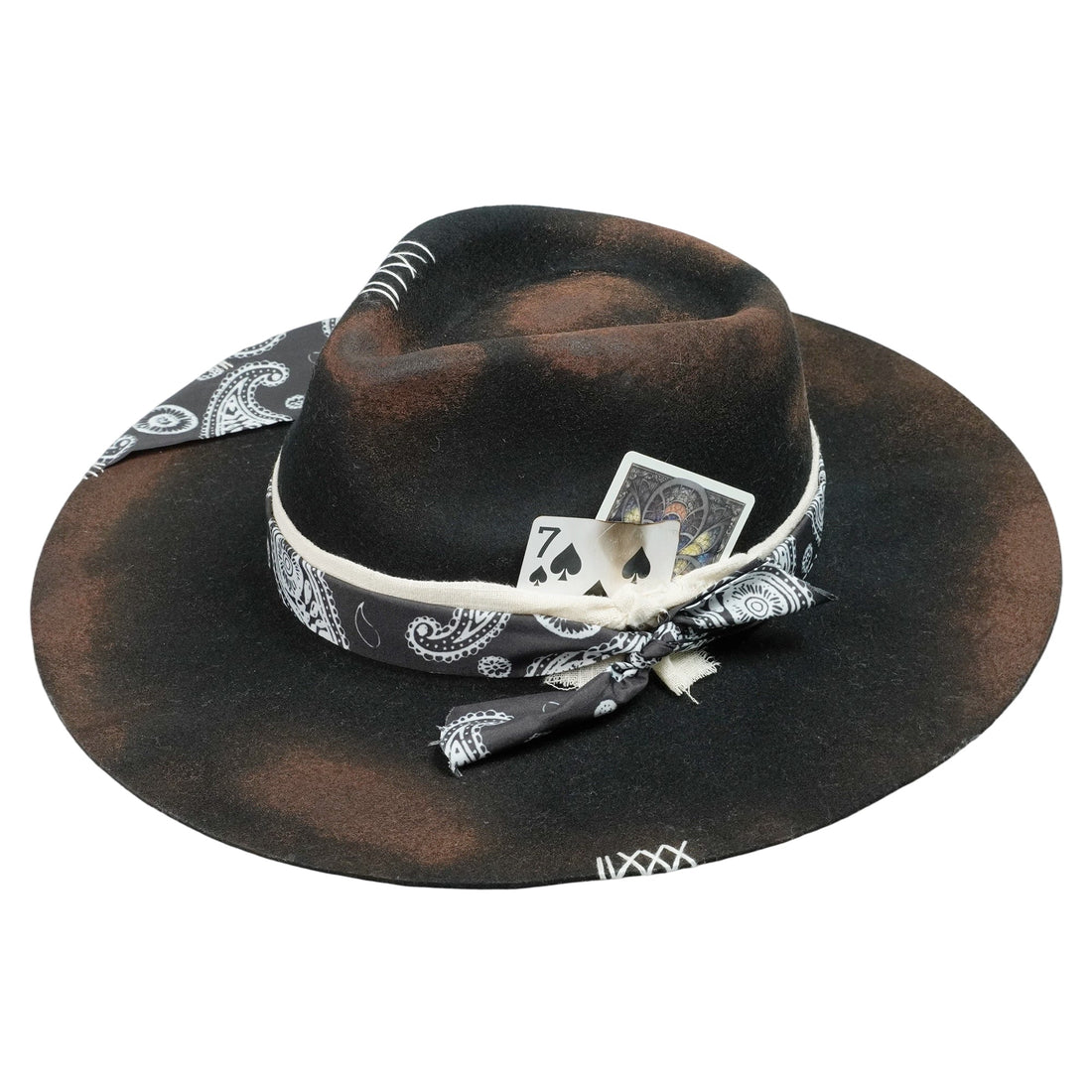 Modern Felt Hat – Burnt Finish, Textile Brim Decoration