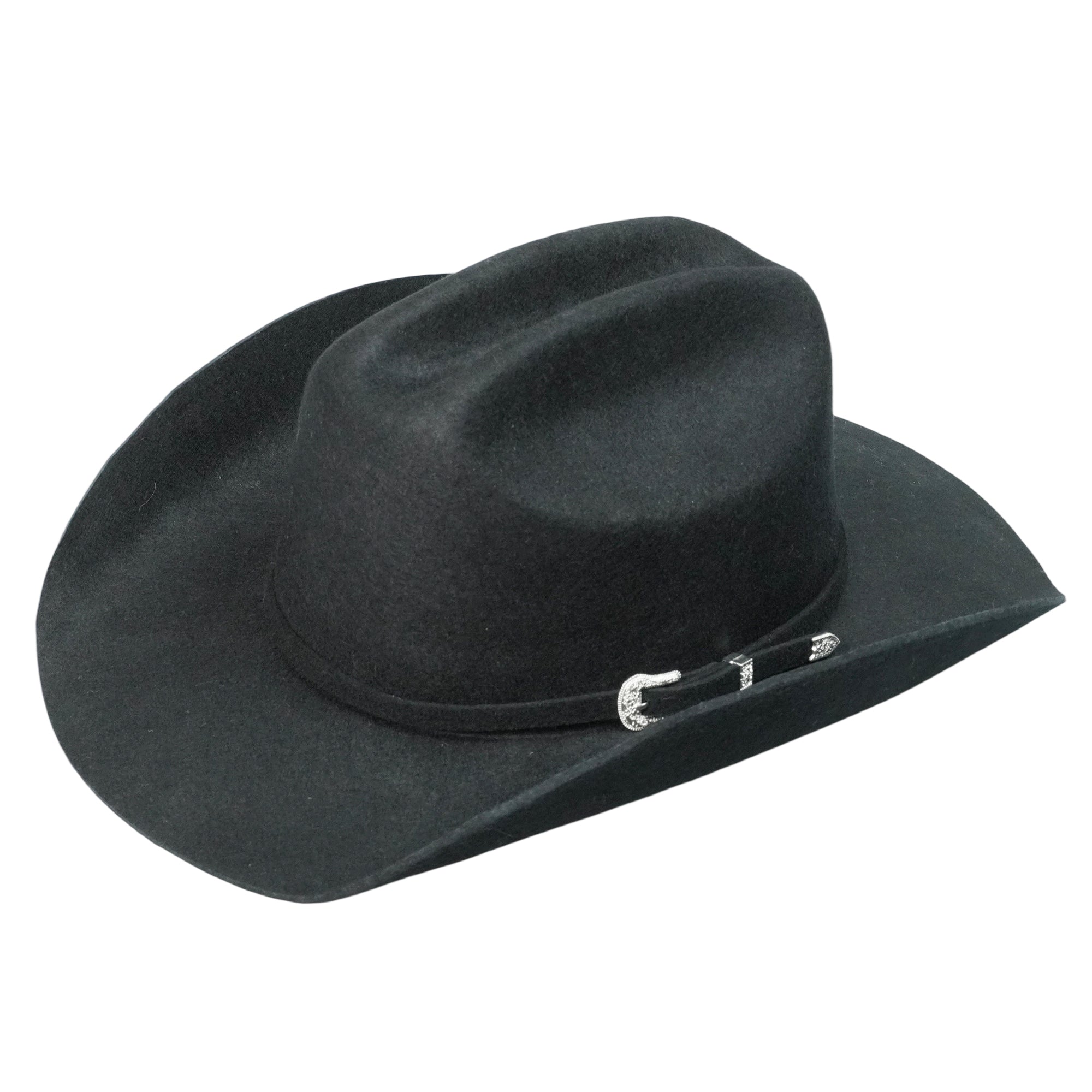 Western Felt Hat – Black Crown, Sleek Curled Edge