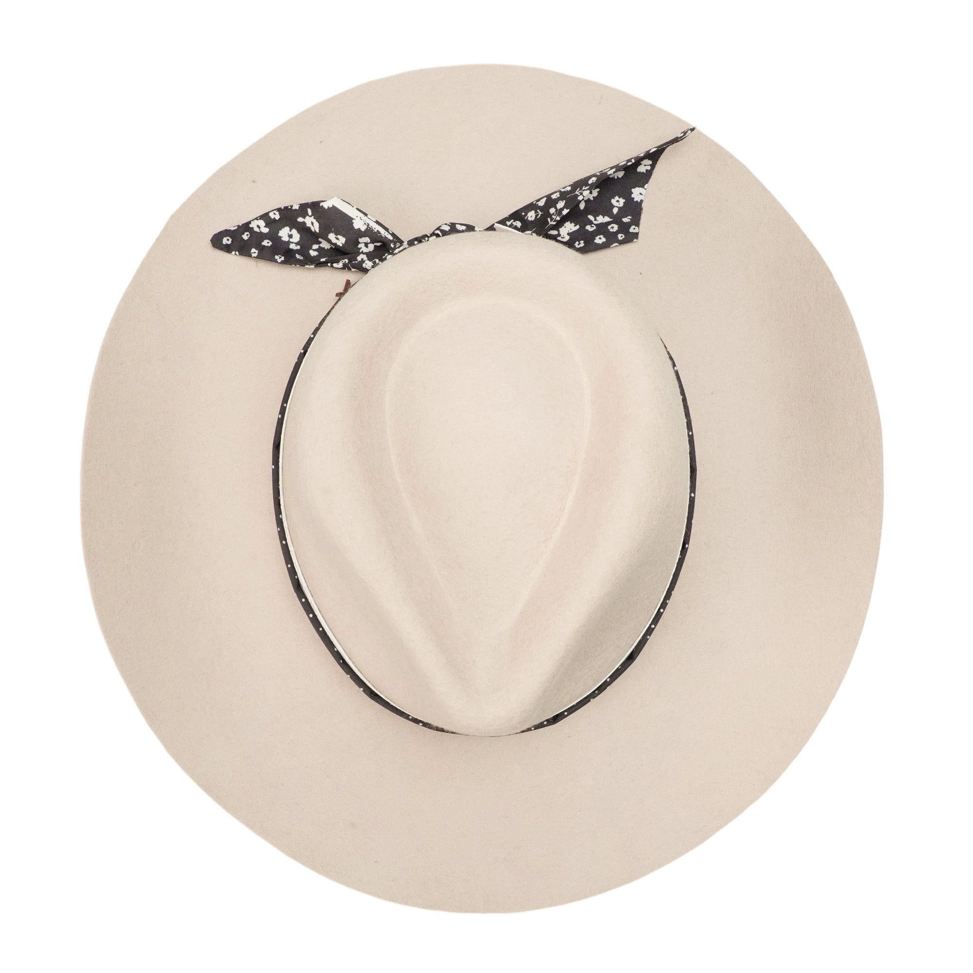 Off-White Felt Hat - Rolled Brim with Custom Floral Band