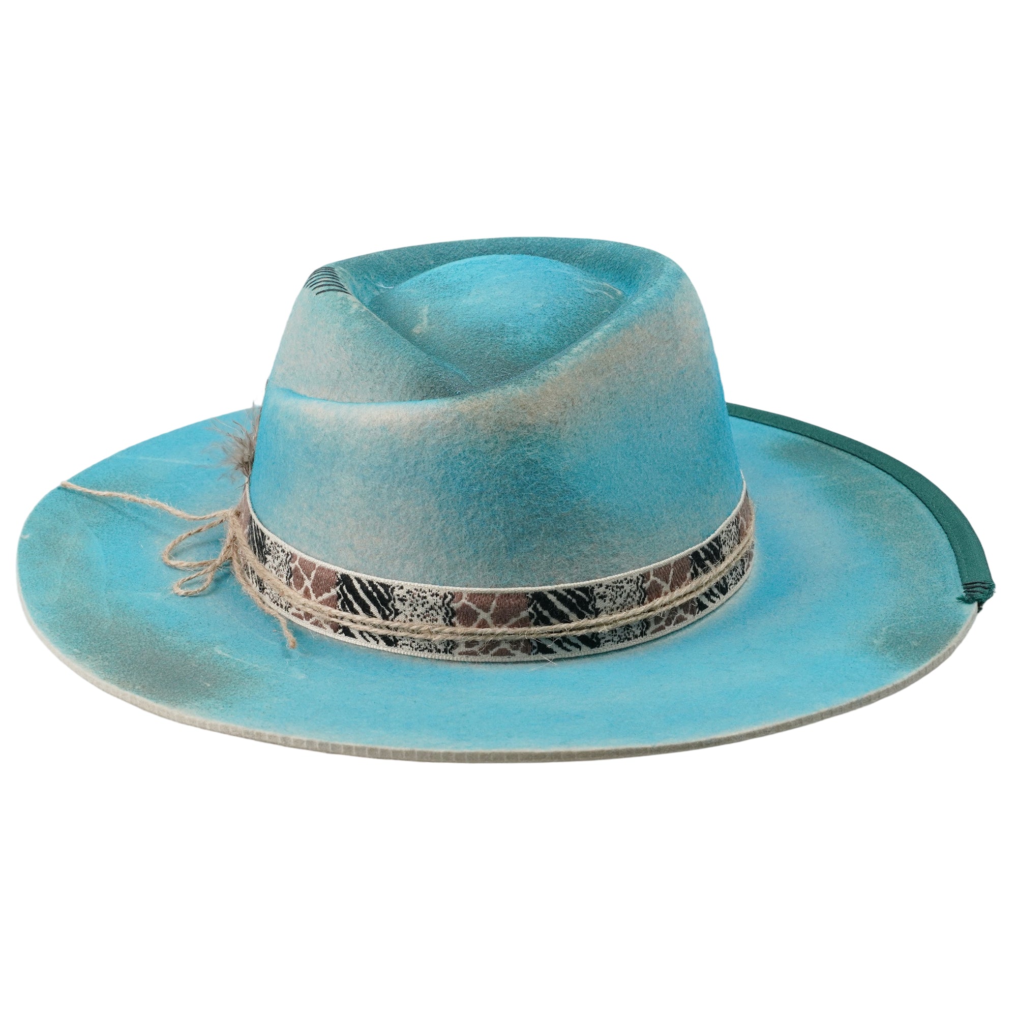 Minimalist Felt Hat – Blue-Green Body, Clean Lines