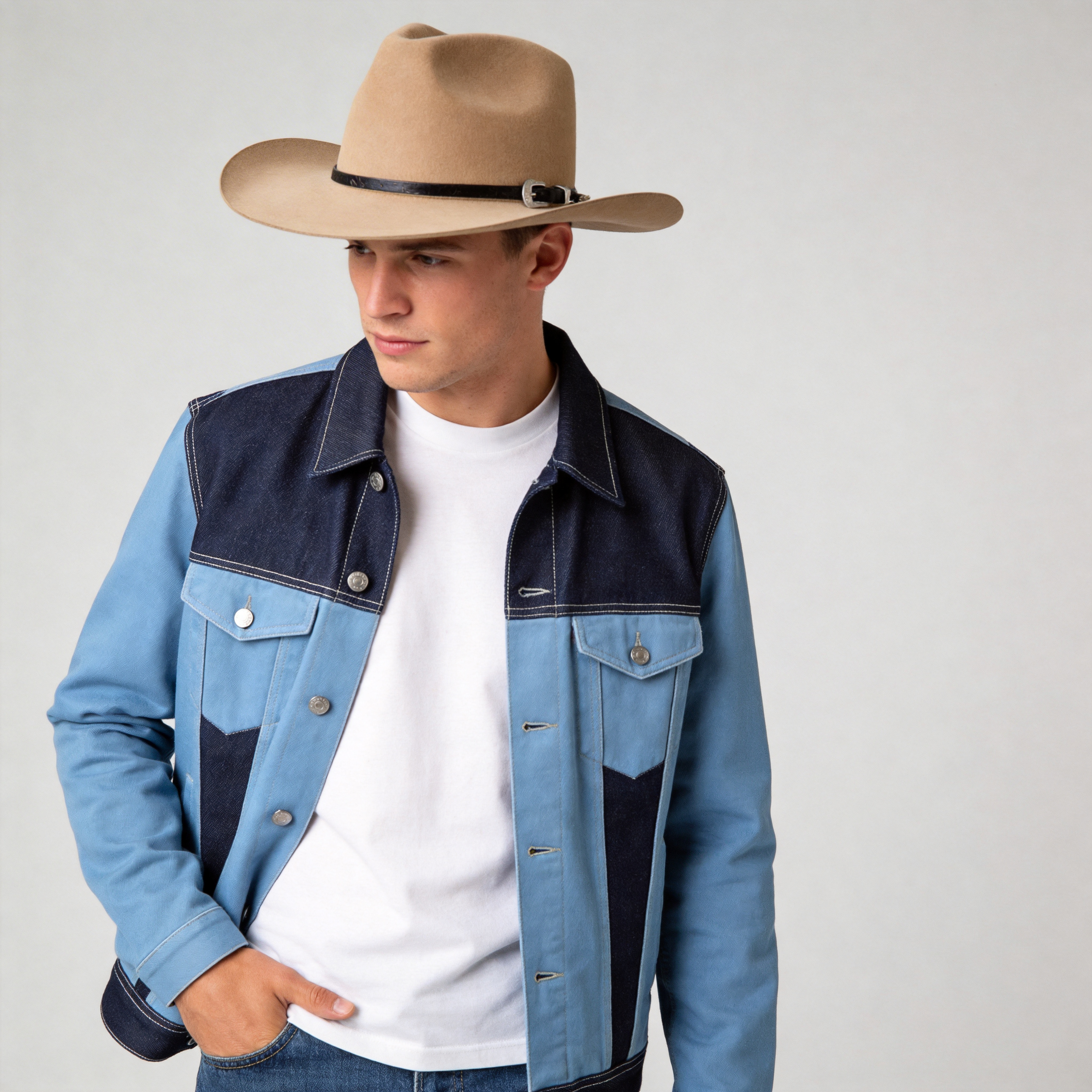 Khaki Cowboy – Minimalist Leather Accent