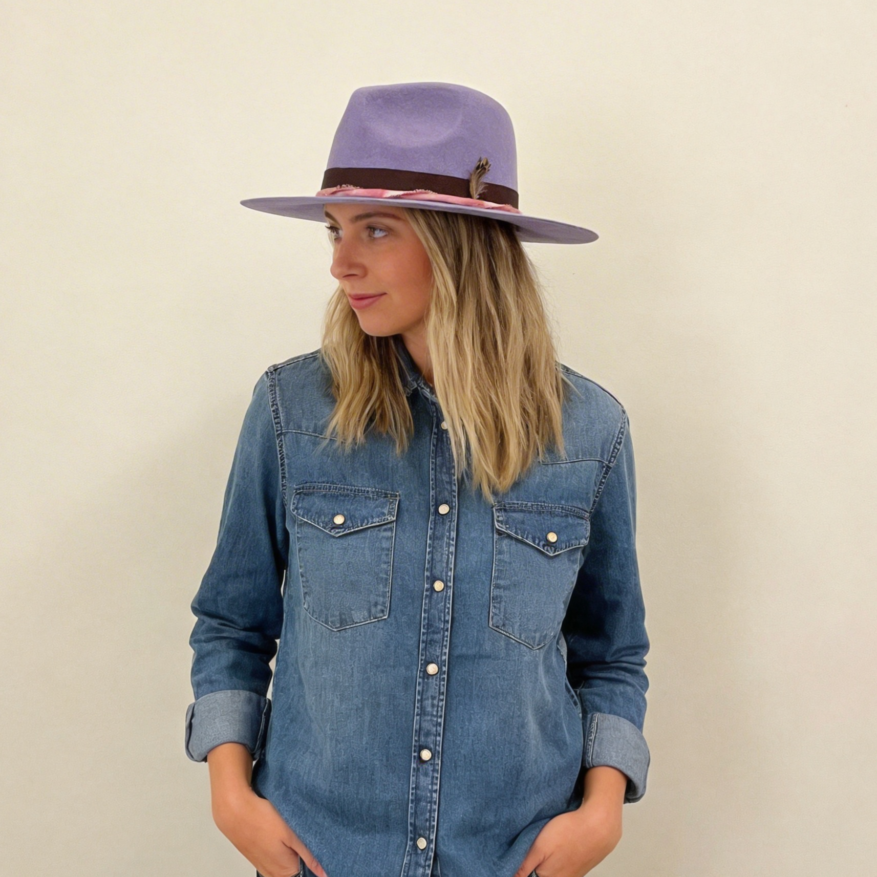 Violet Fedora – Tie-Dye Band & Feather