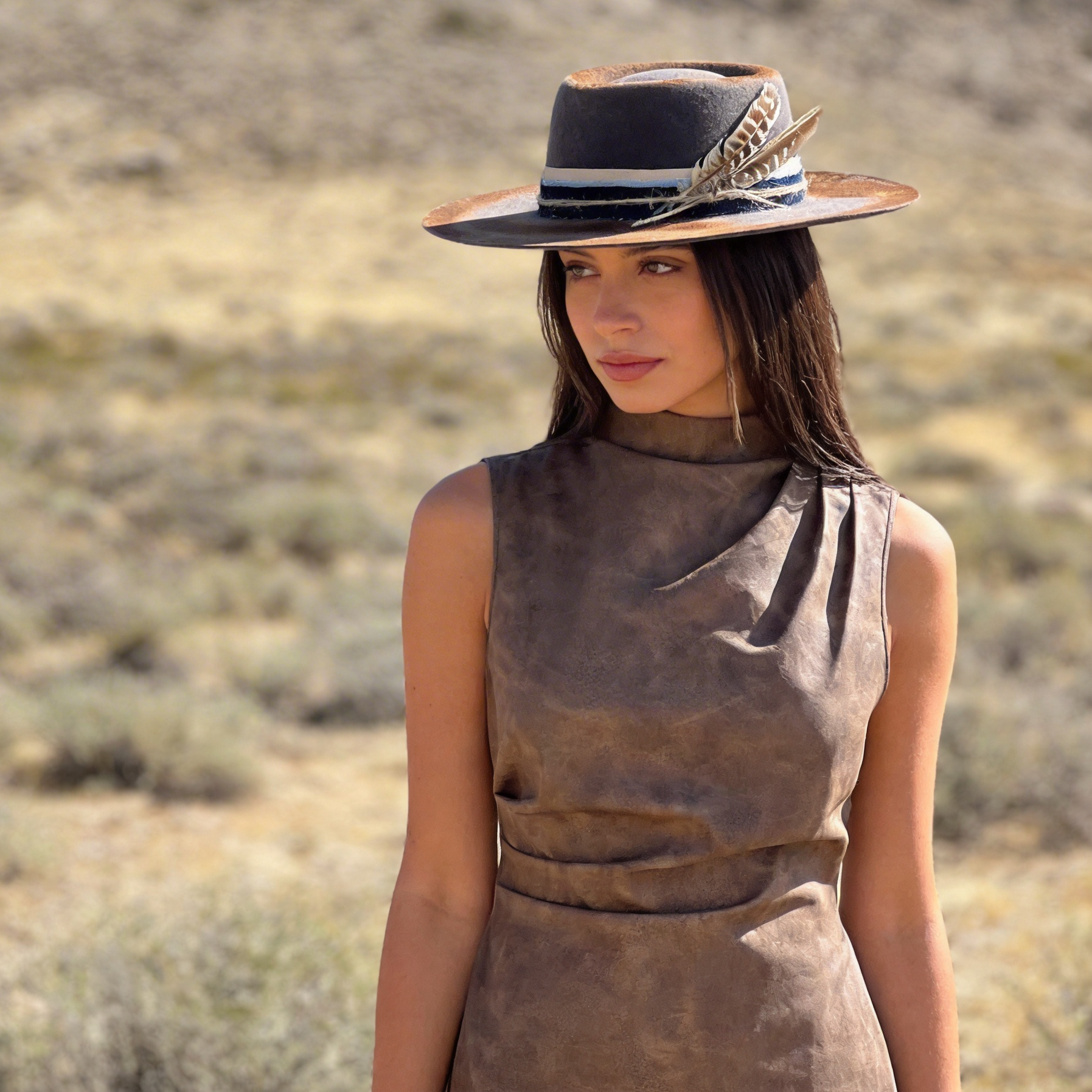 Night Sky Custom Flat-Brim Wool Felt Cowboy Hat
