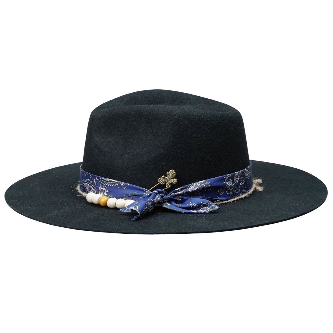 Statement Brim Hat: Beads, Metal, Ornate Fabric