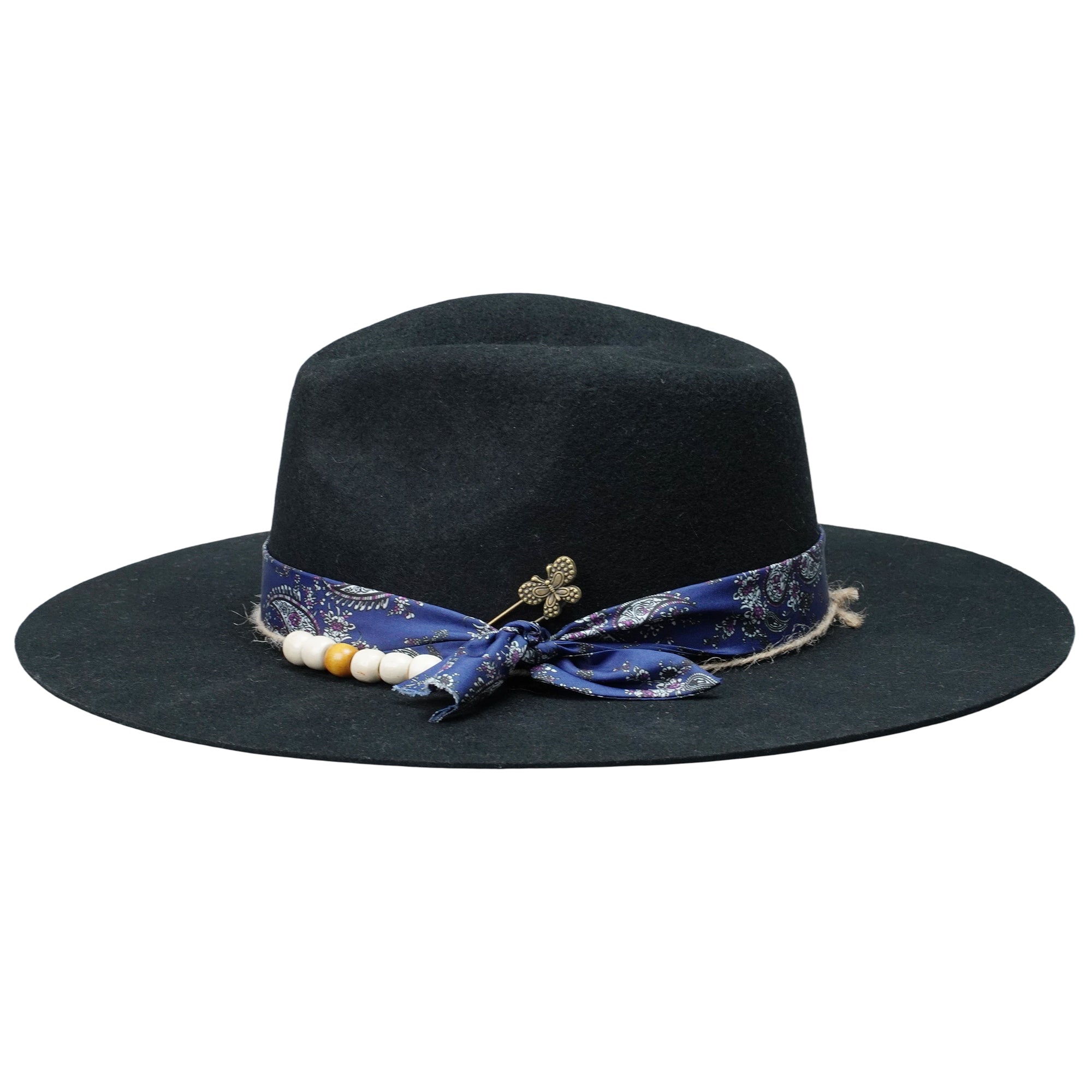 Statement Brim Hat: Beads, Metal, Ornate Fabric