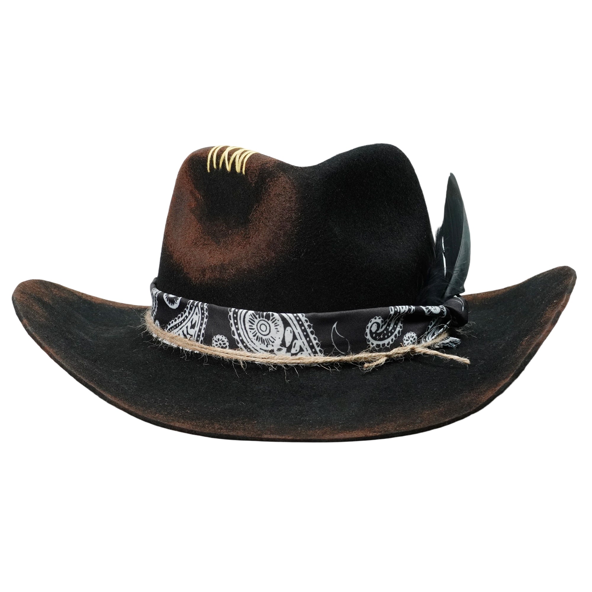 Statement Felt Hat – Rolled Brim, Hand-Tied Knots