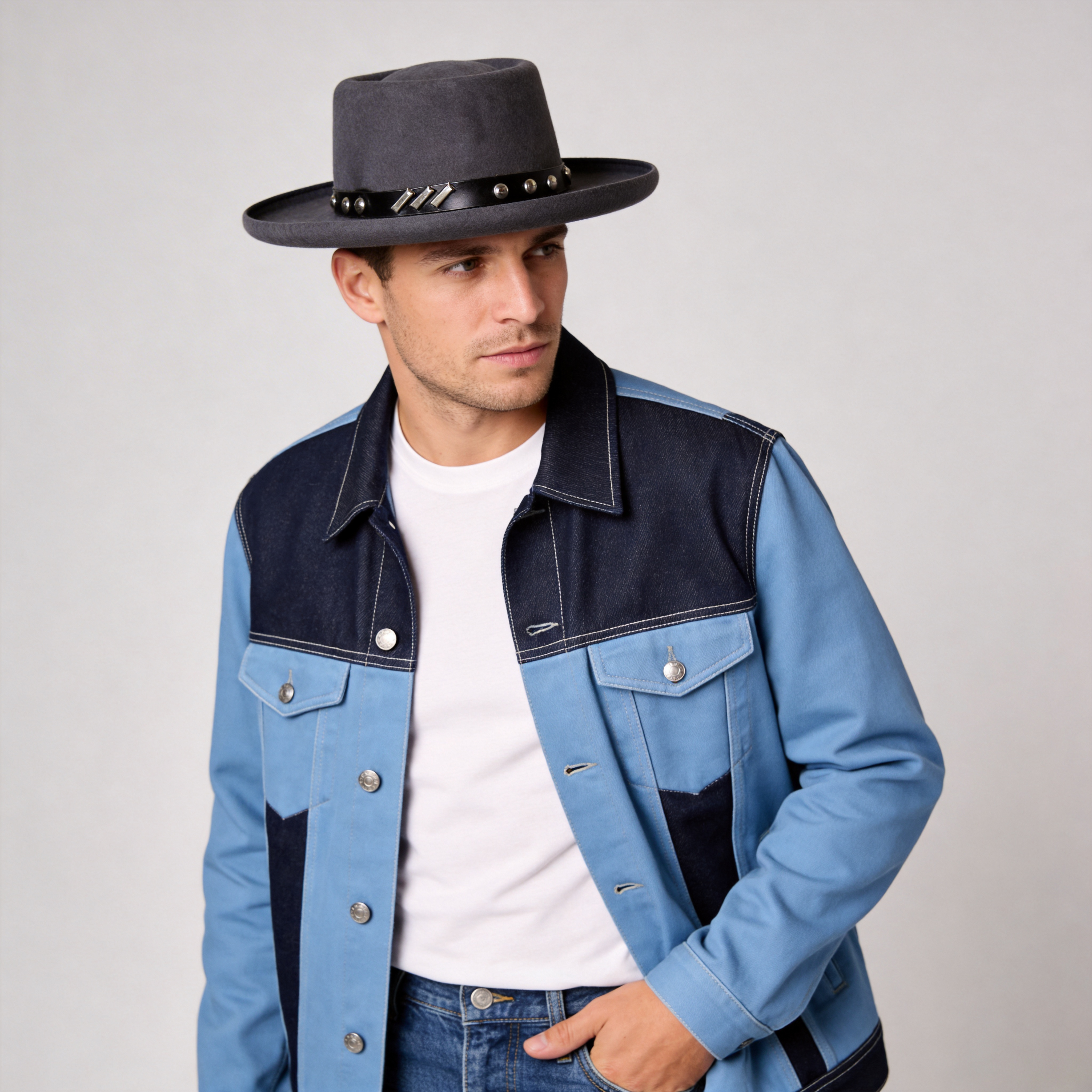 Premium Gambler Hat – Metal Clasp Detail