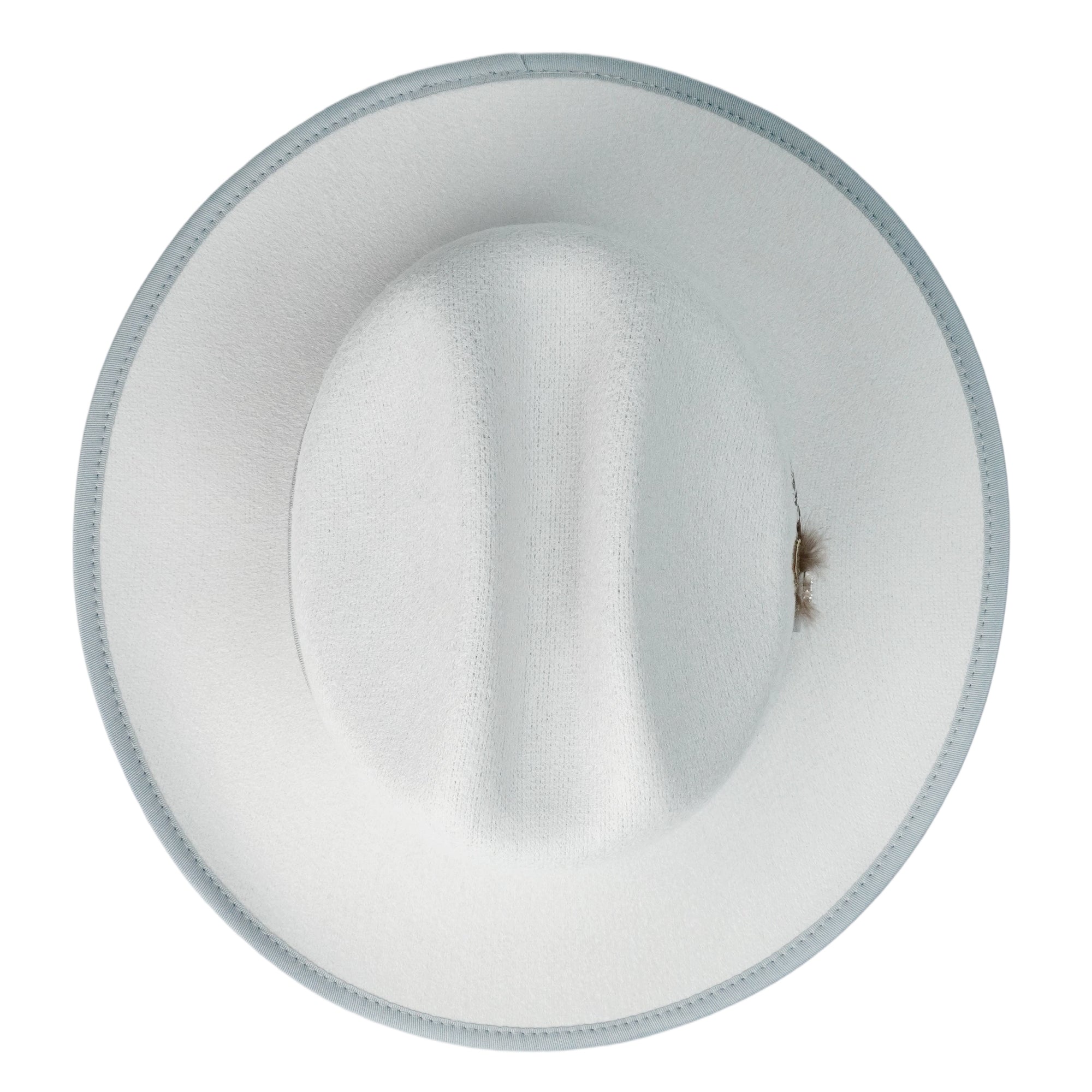 Off-White Felt Cattleman Hat with Feather Band
