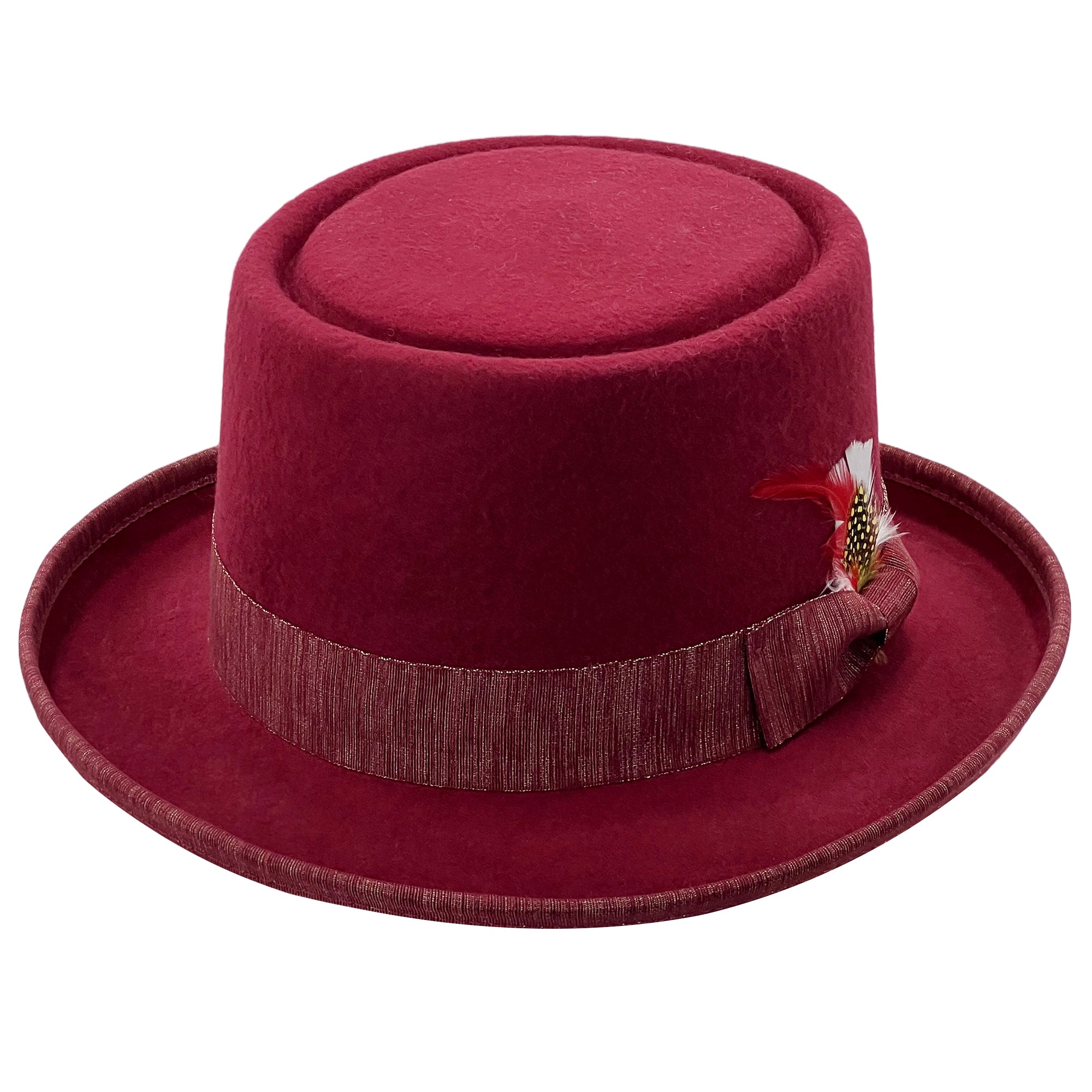 Burgundy Formal Hat – Feather Accent