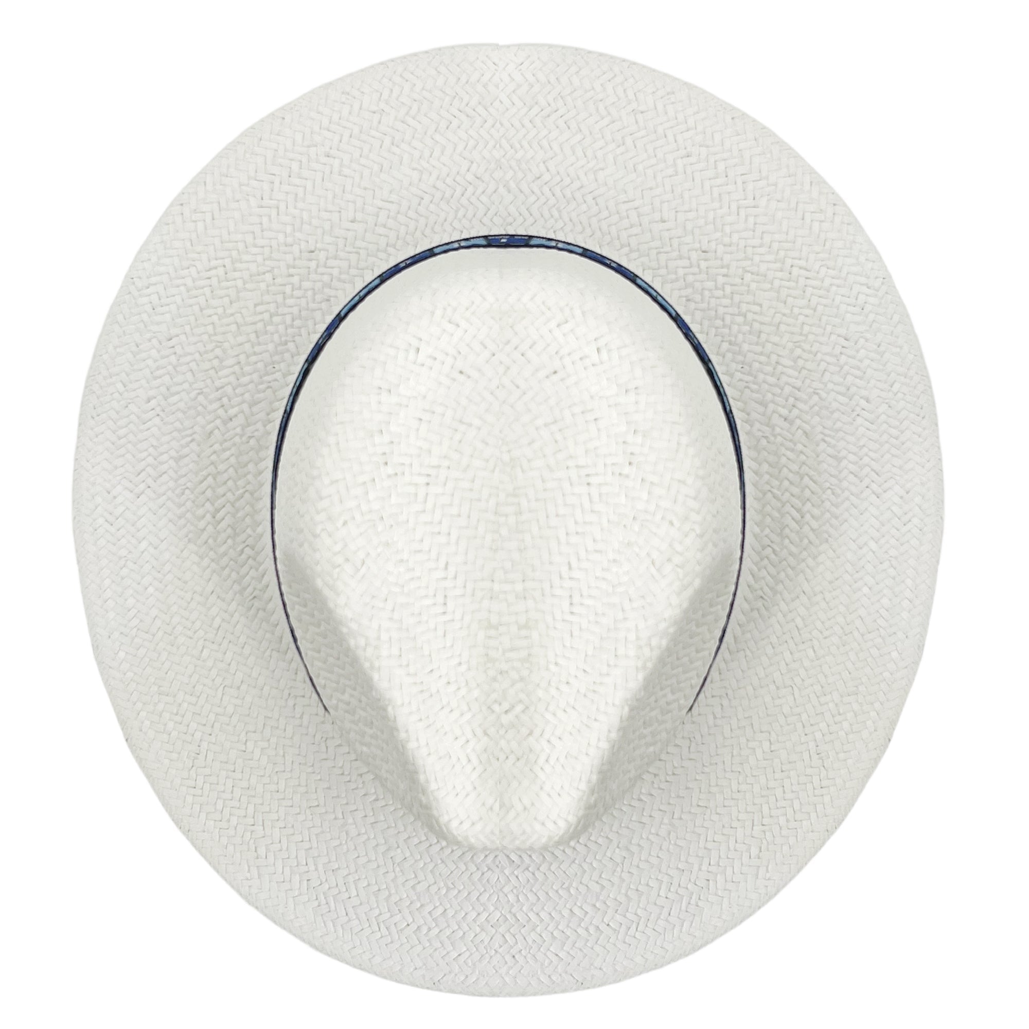 Straw Hat with Patterned Fabric Band
