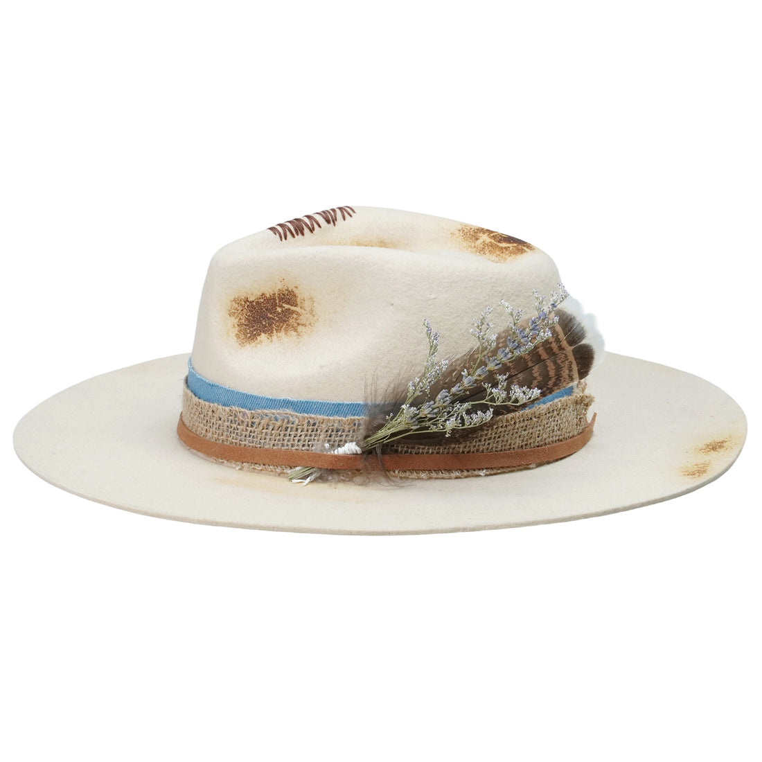 Off-White Felt Hat - Stitched Crown with Rustic Band