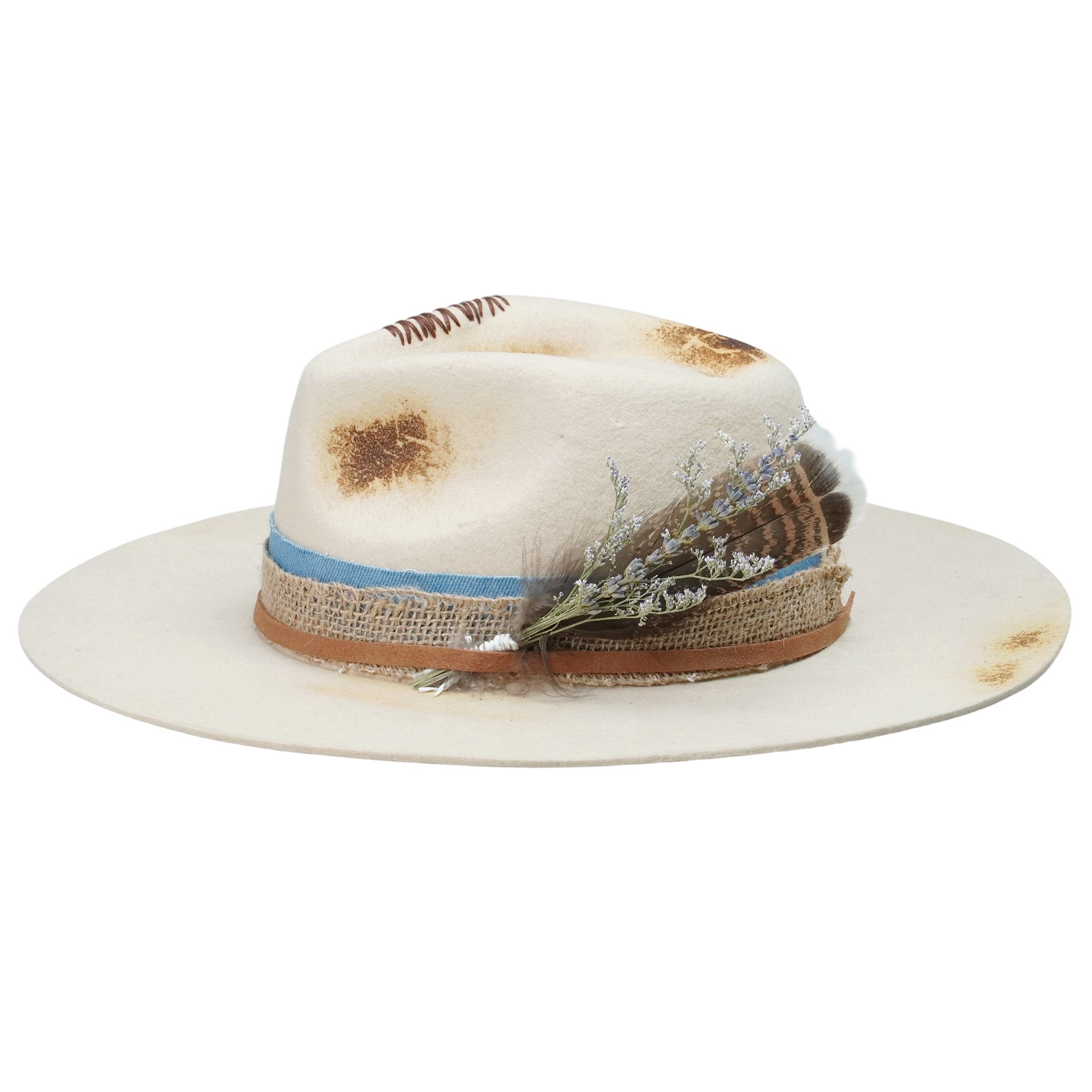 Off-White Felt Hat - Stitched Crown with Rustic Band