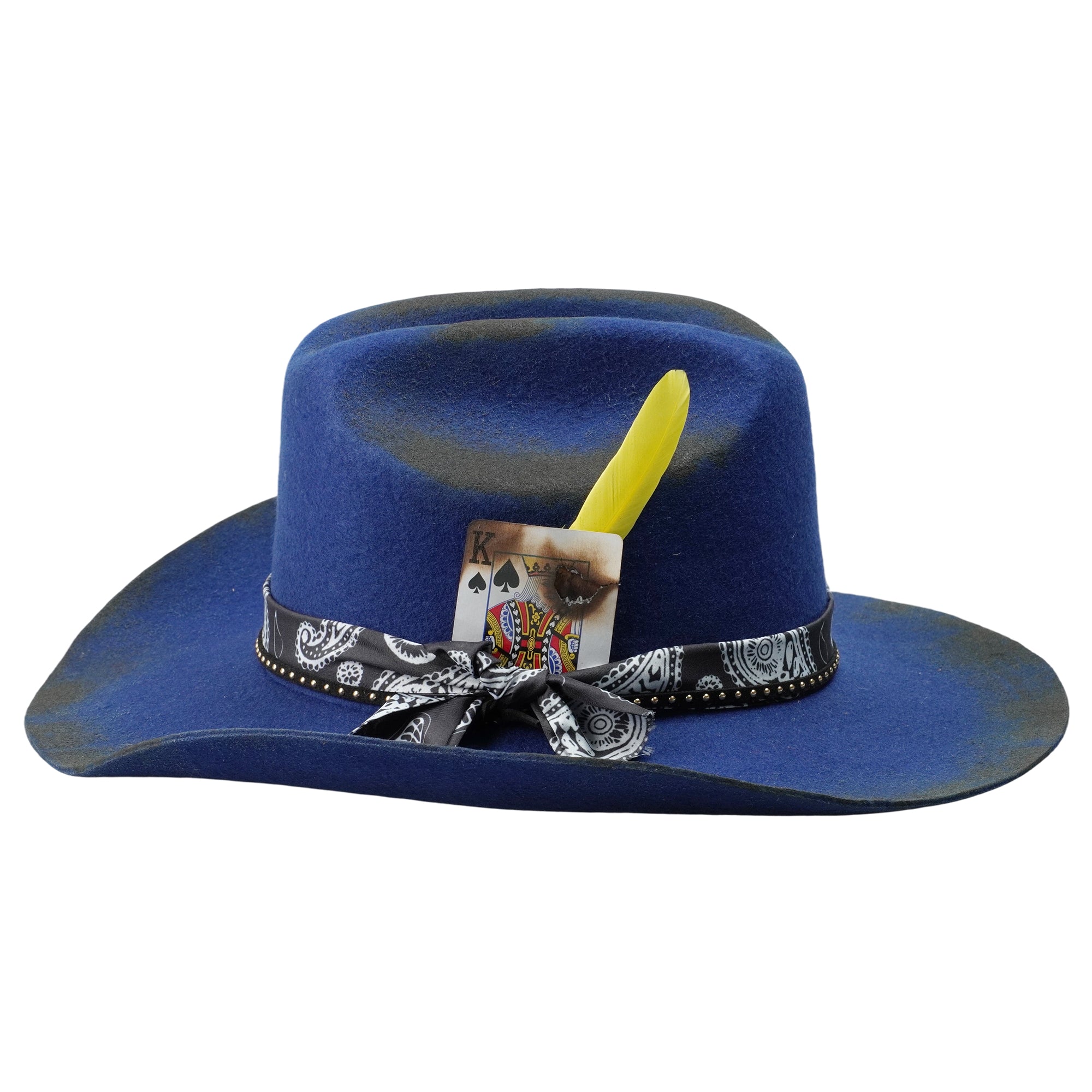 Hand-Burned Statement Felt Hat – Custom Fabric Band, Eclectic Details