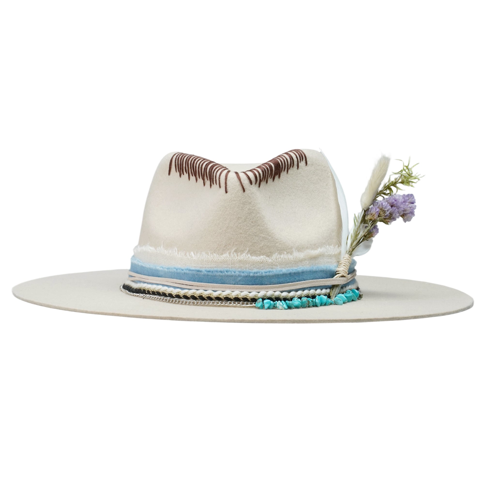 Classic Teardrop Crown - Cream with Dried Flower Bouquet