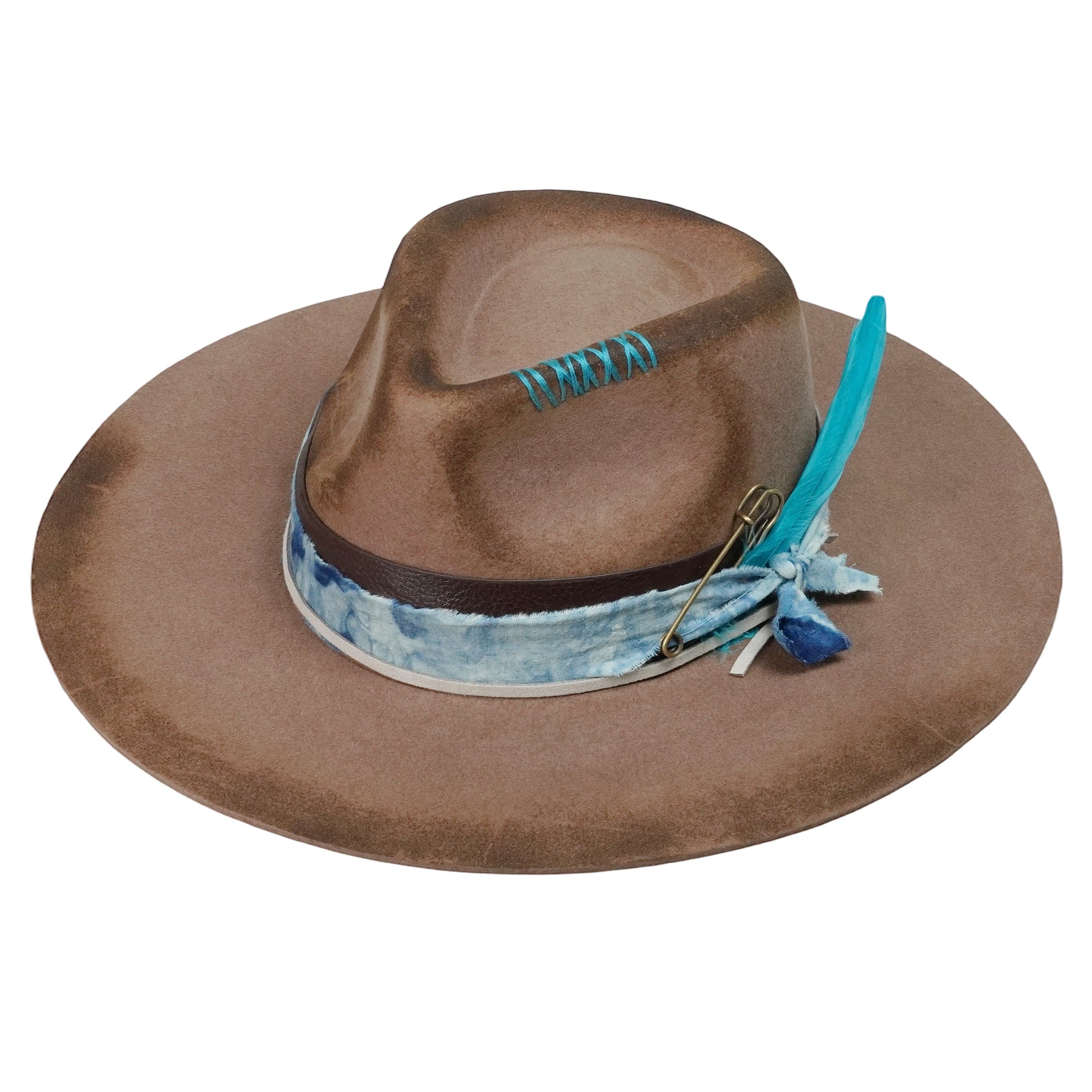 Refined Felt Hat – Burnt Finish, Eclectic Band Accent