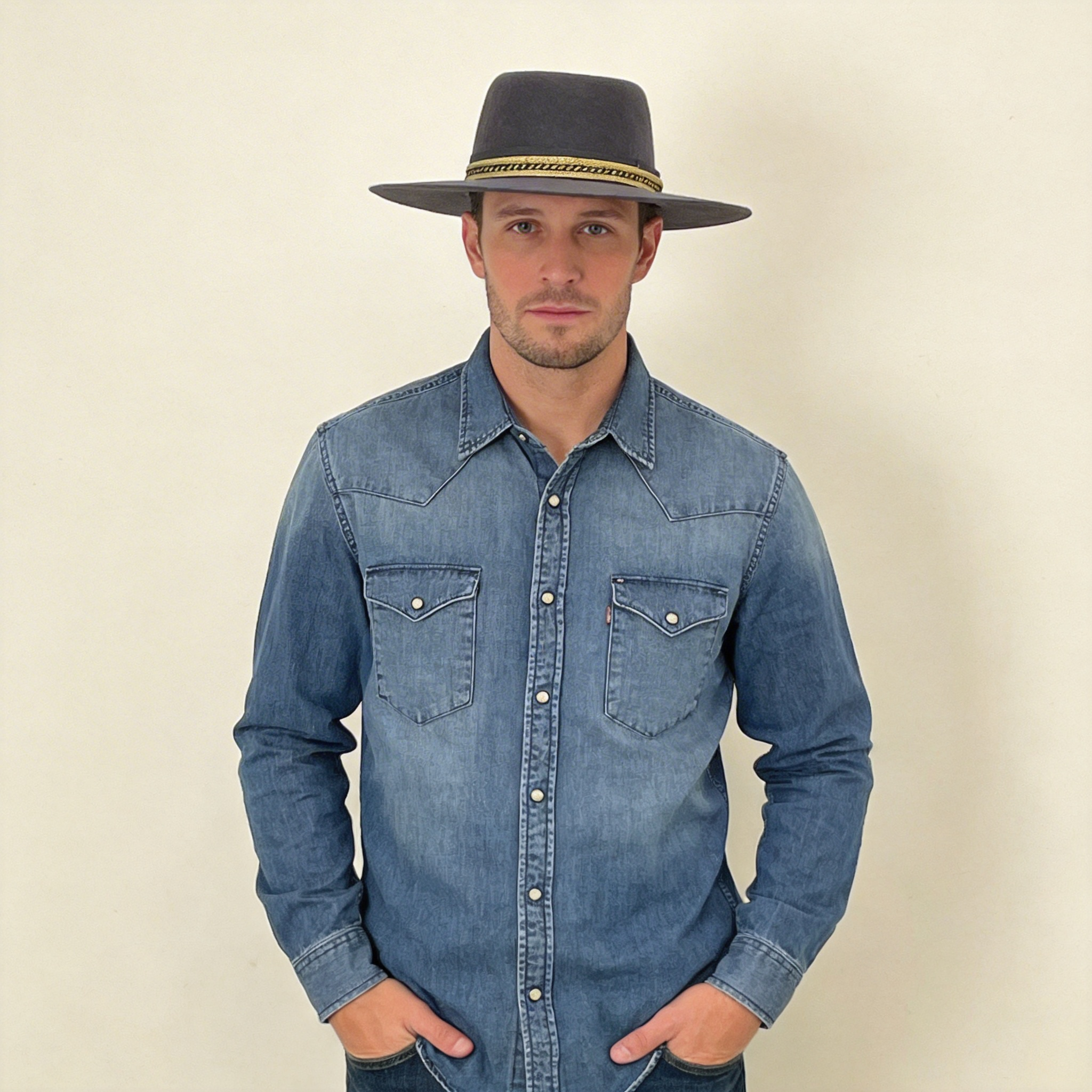 Gray Western Hat – Subtle Metallic Trim