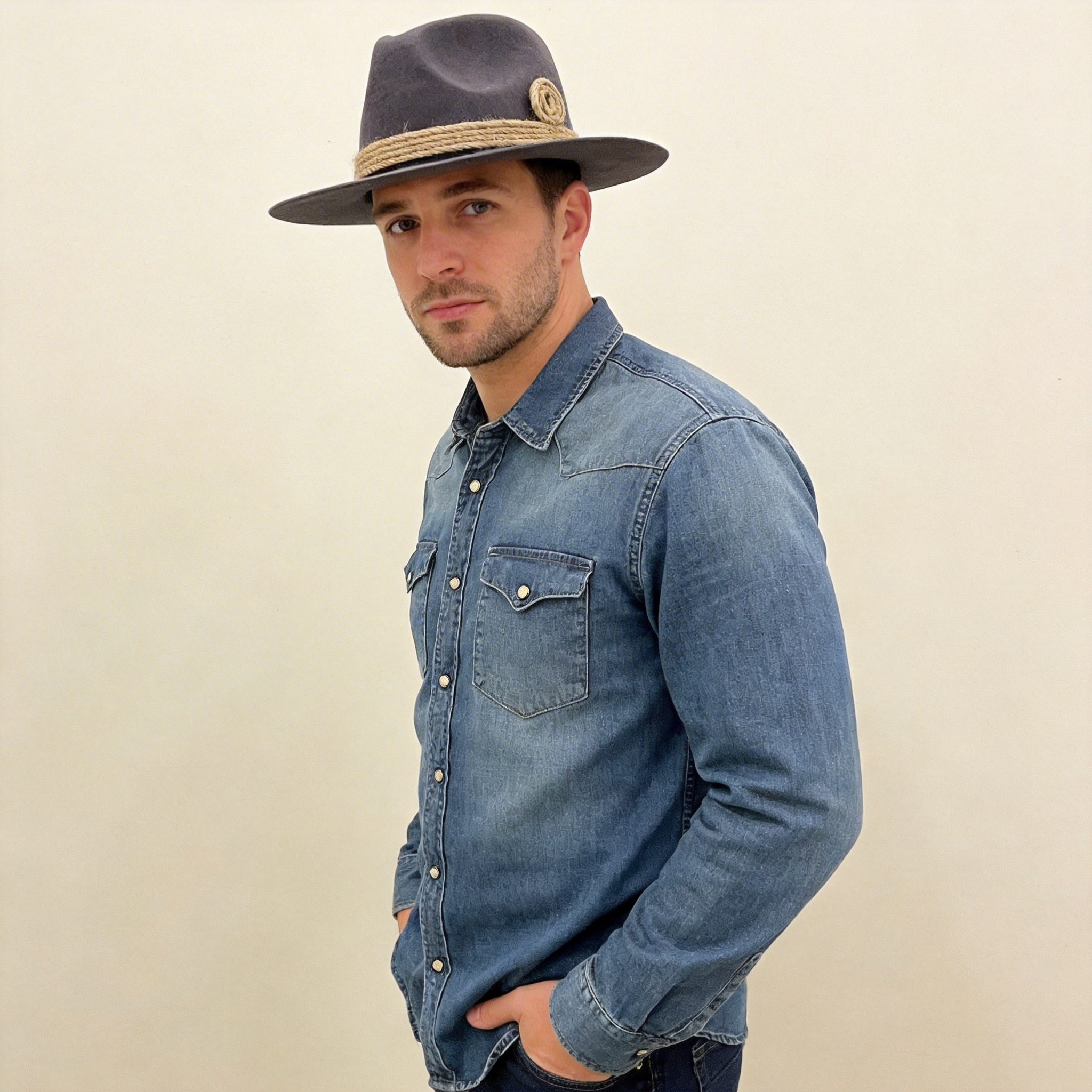 Slate Gray Flat-Brim – Hand-Sculpted Rope Detail