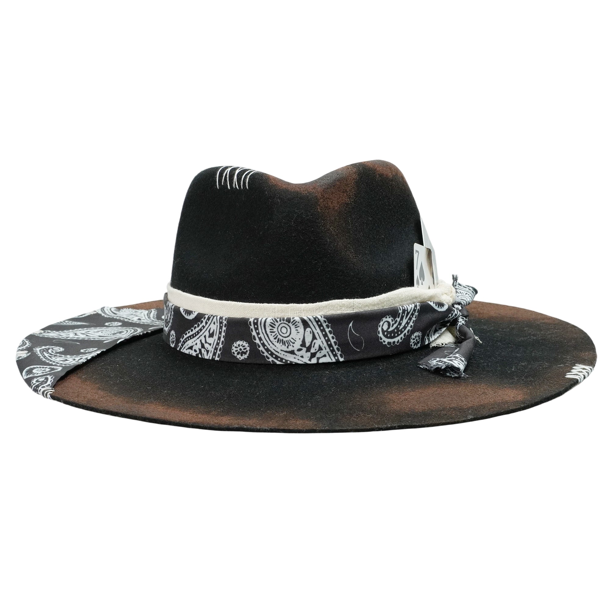 Modern Felt Hat – Burnt Finish, Textile Brim Decoration