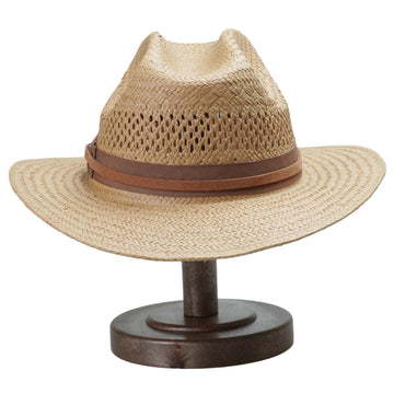 Natural Straw Hat with Simple Brown Bow & Thin Cord