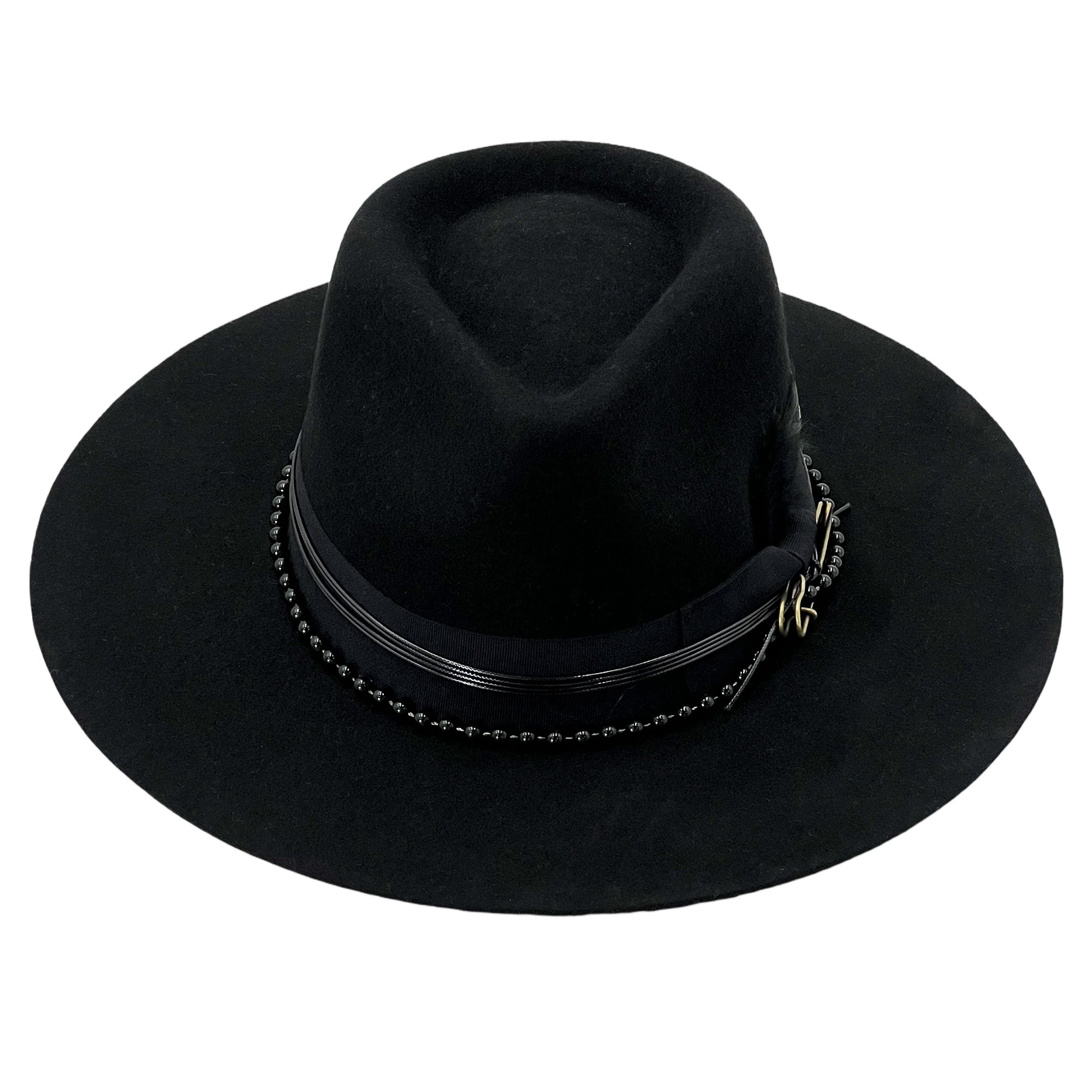 Artisan Felt Hat – Beaded & Leather Accents