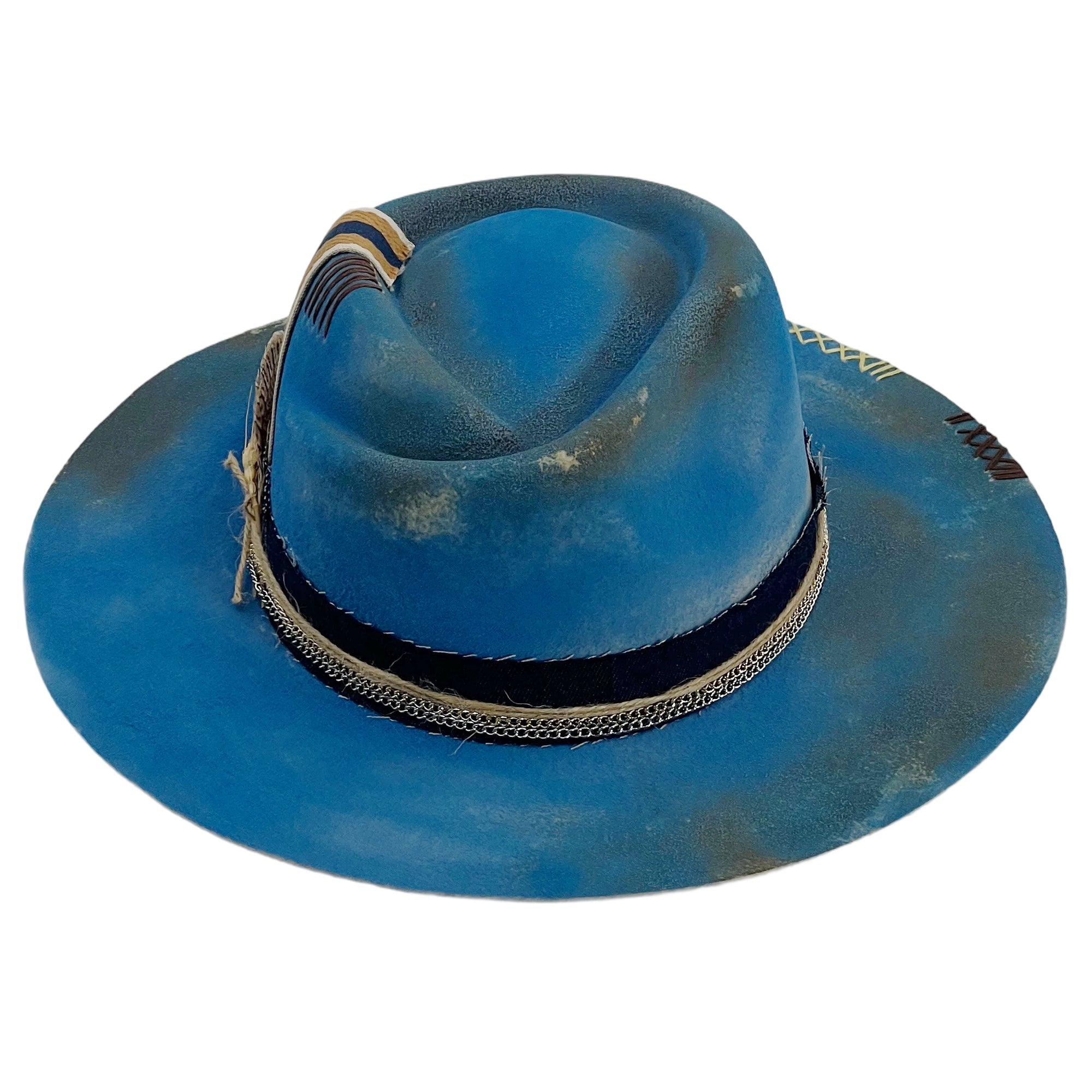 Tempered Teal Retro Wide-Brim Hat