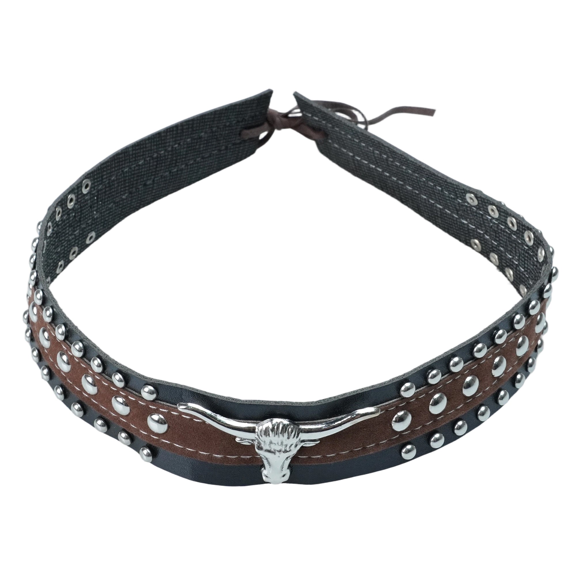 BLACK BROWN BULL LEATHER HAT BAND