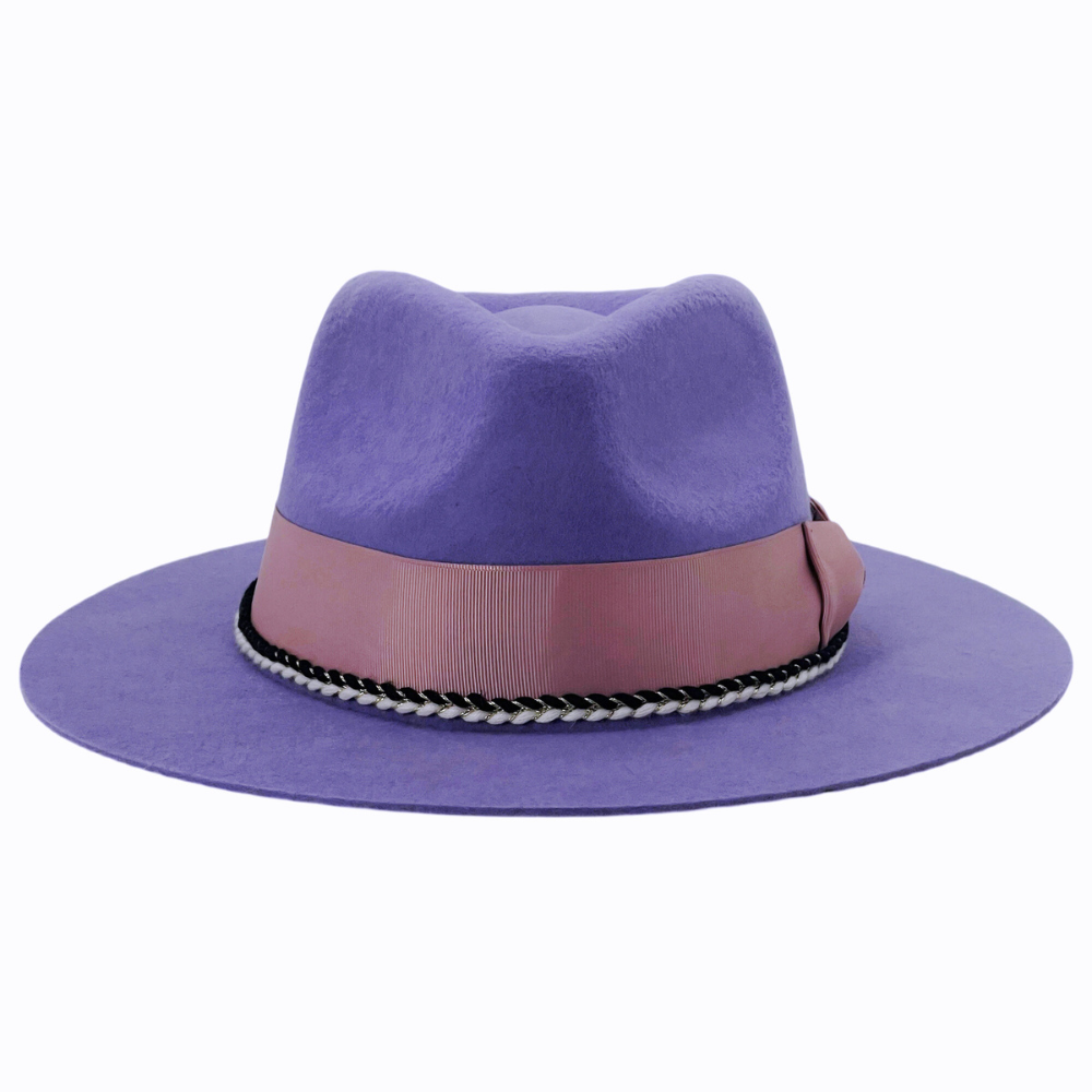 Purple Felt Hat – Romantic Bow & Textured Band