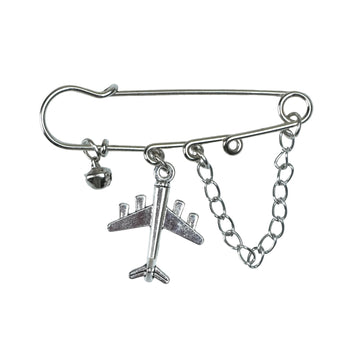 SILVER PLANE CHARM HAT PIN