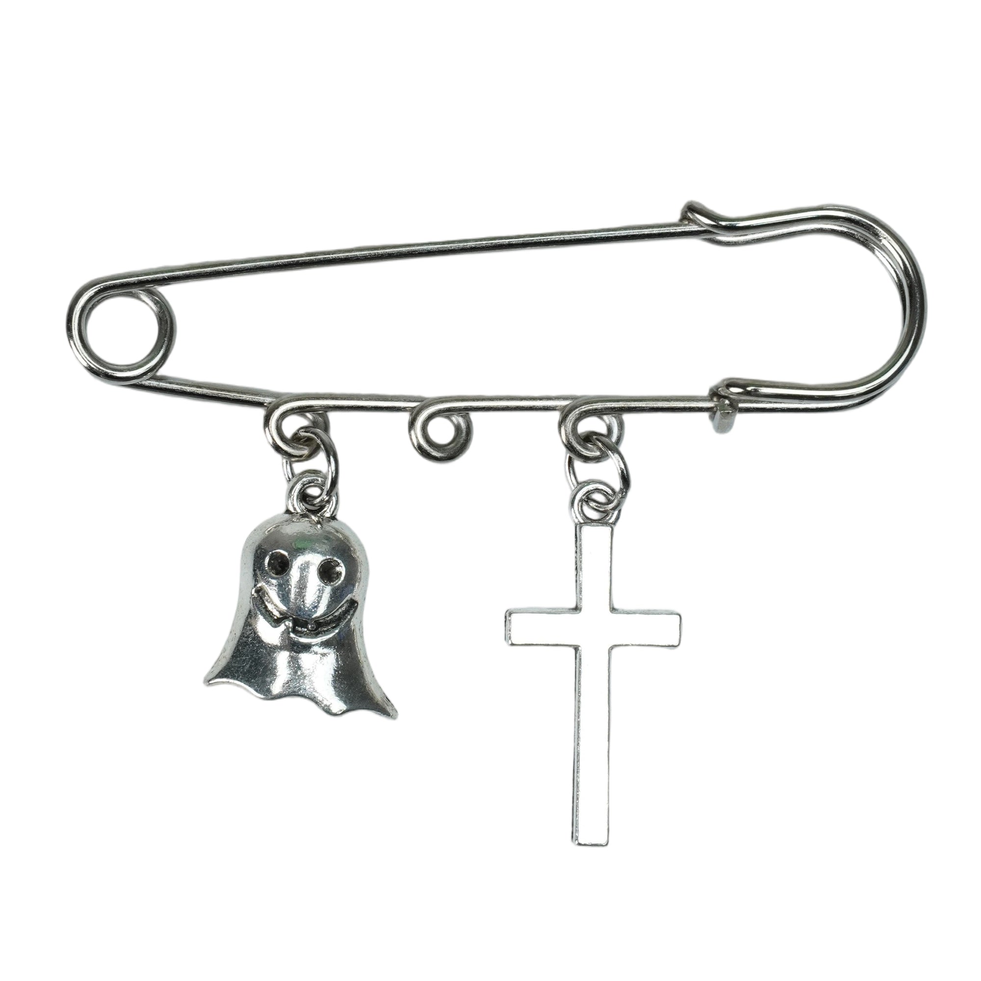 SILVER GHOST CROSS HAT PIN