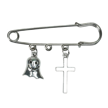 SILVER GHOST CROSS HAT PIN