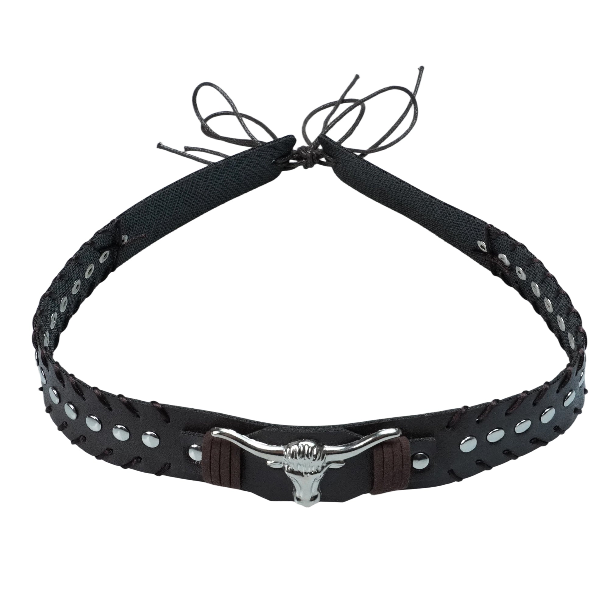 SILVER BULL STUDD LEATHER HAT BAND