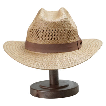 Natural Straw Hat with Simple Brown Bow Band