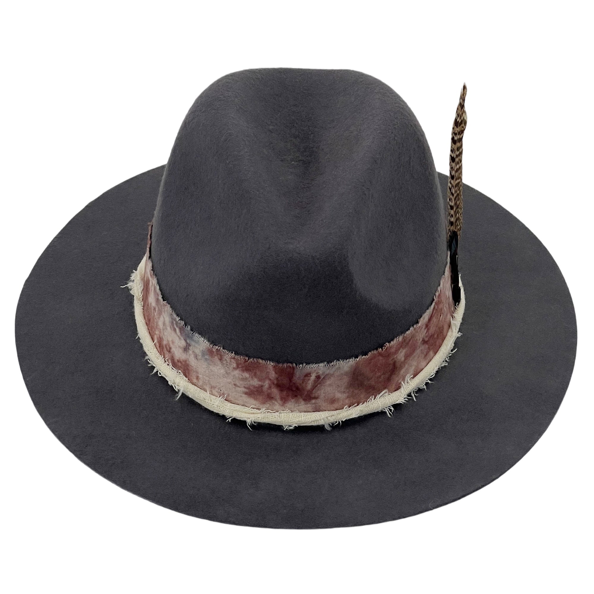 Cool Gray Fedora – Tie-Dye Band & Feather