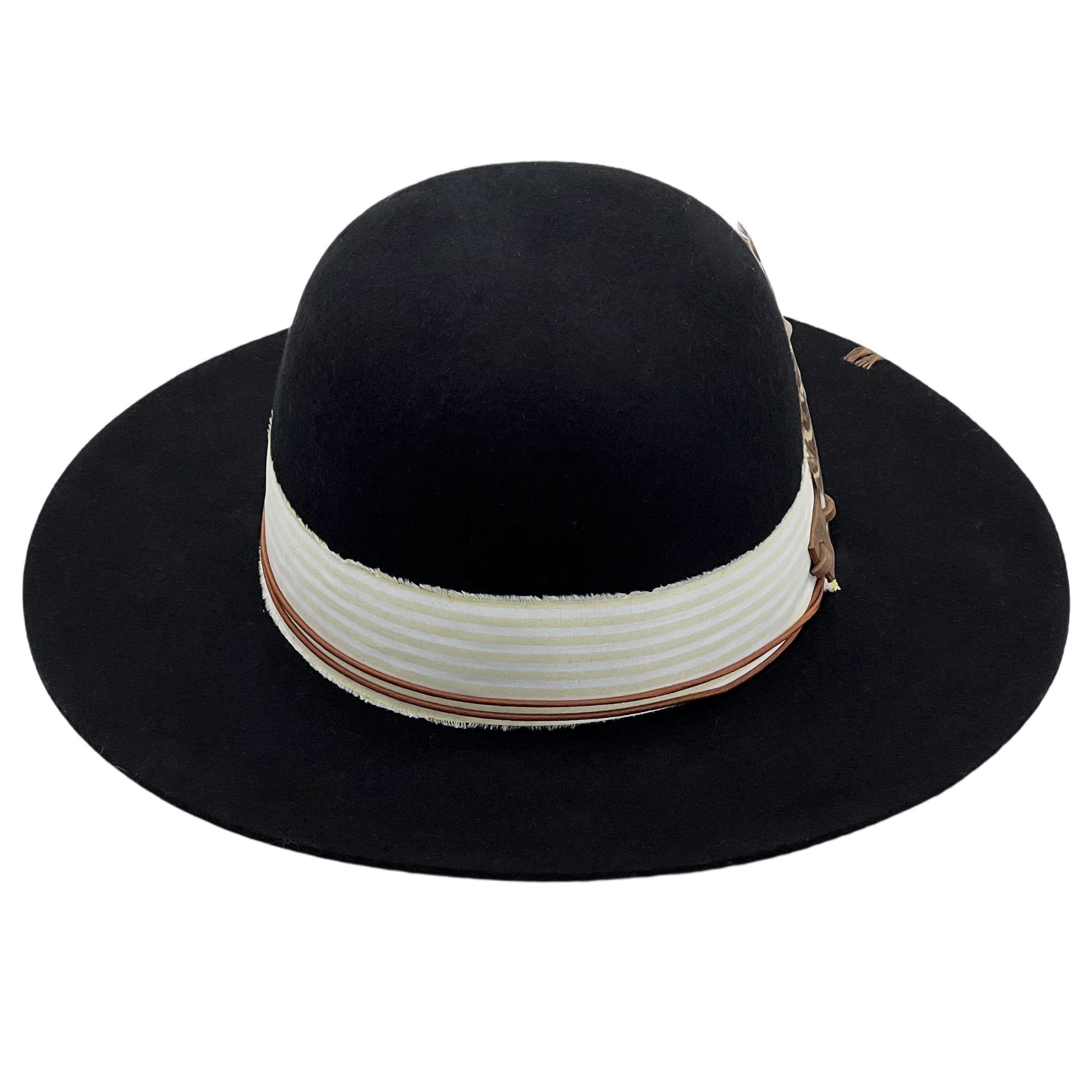 Black Flat-Brim – Striped Band
