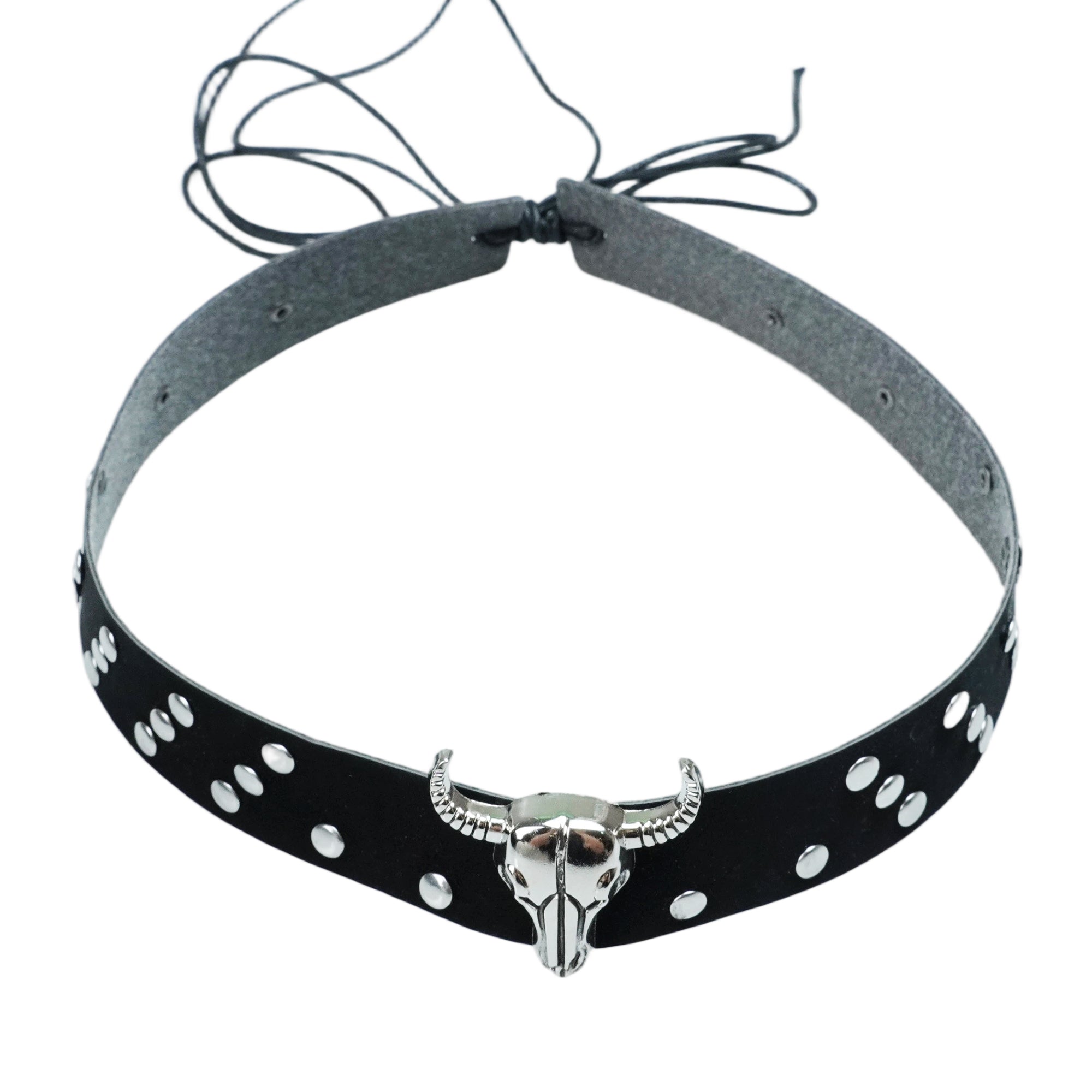BULL HEAD METAL LEATHER HAT BAND