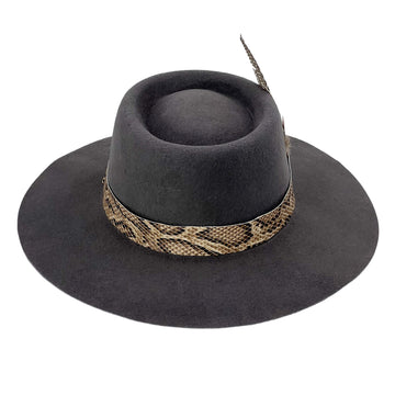 Deep Gray Gambler Hat – Custom Feather